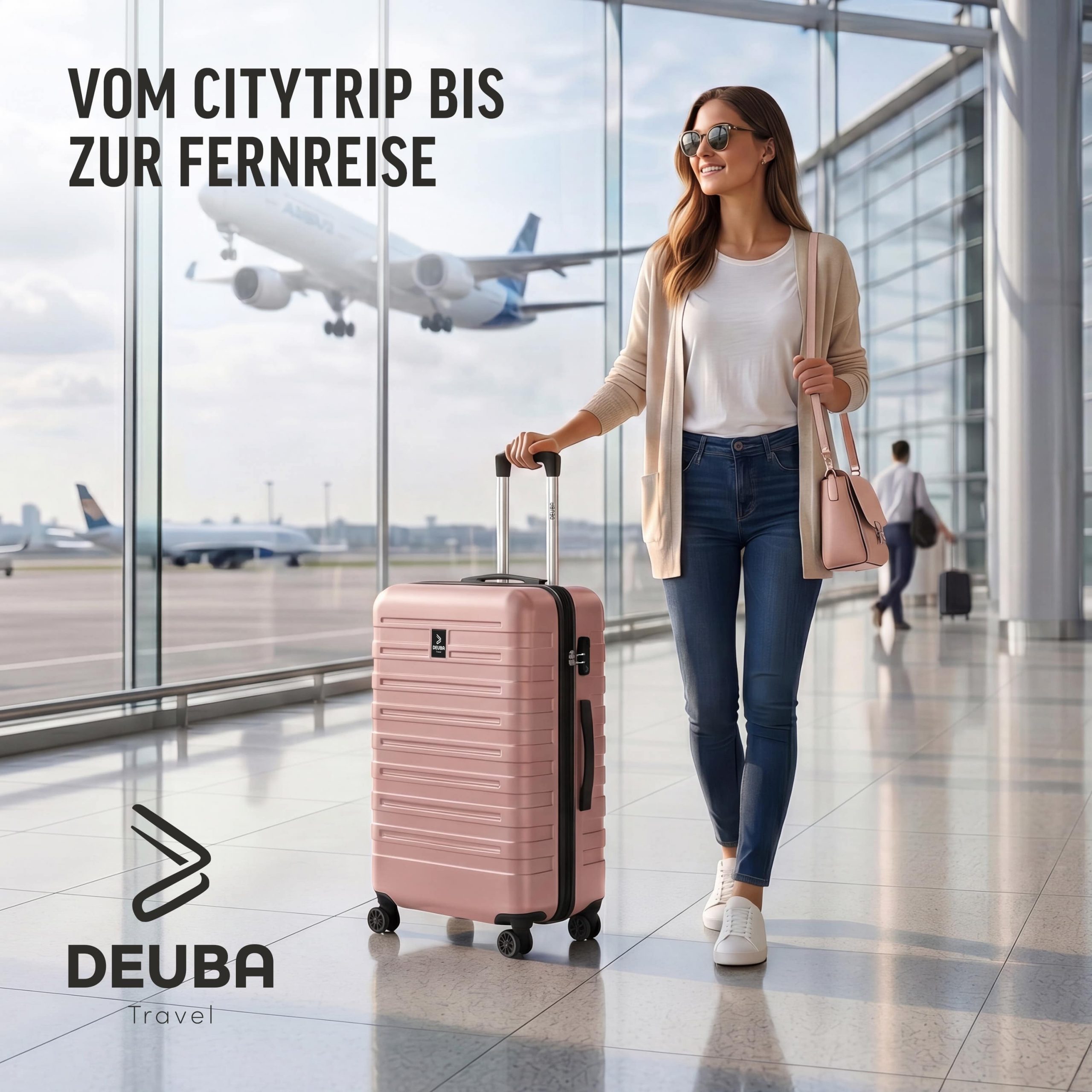 Hartschalenkoffer New York Set 3-tlg Pastellrosa Rollen 360º ABS