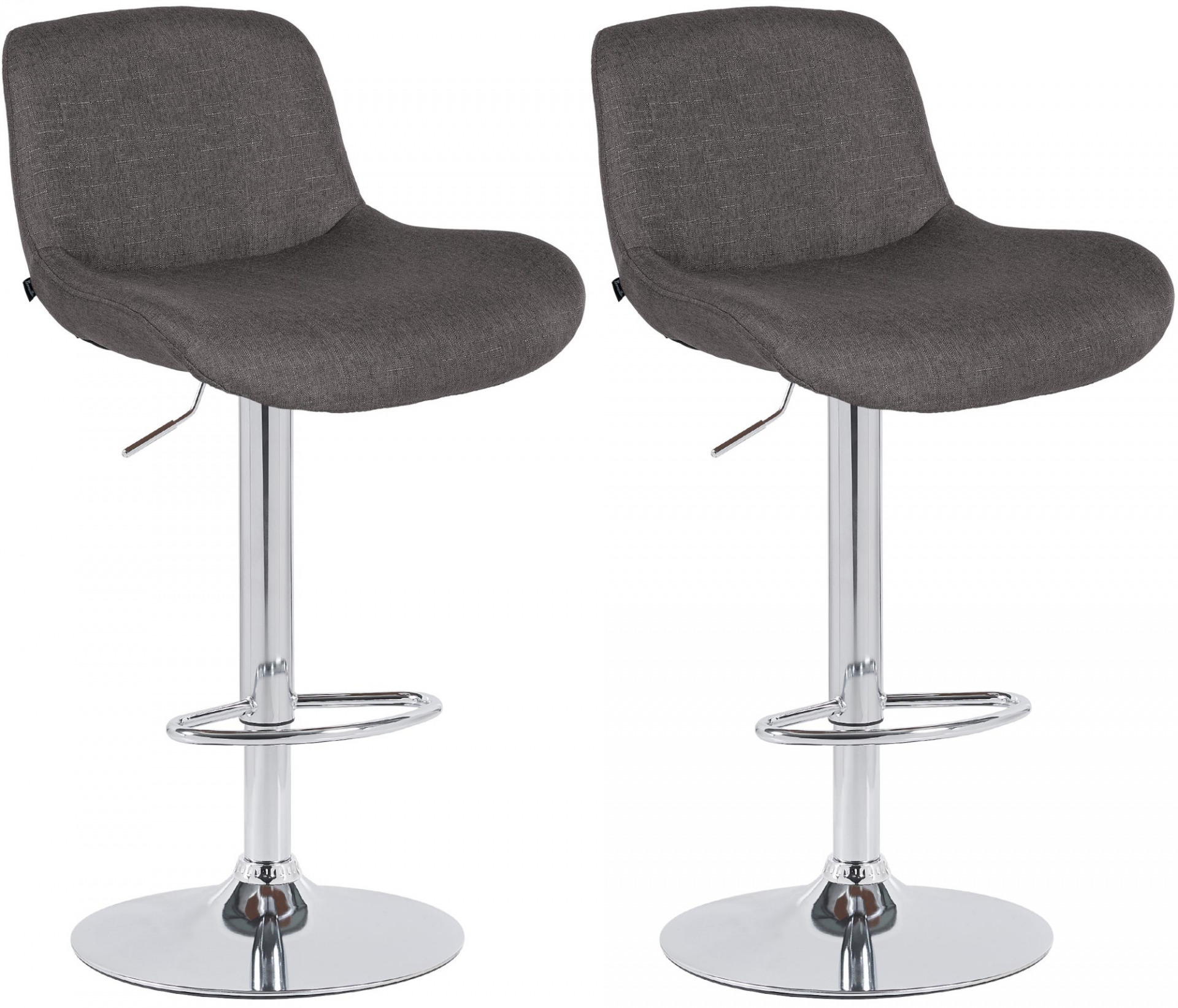 2er Set Barhocker Solon Chrom Stoff, dunkelgrau