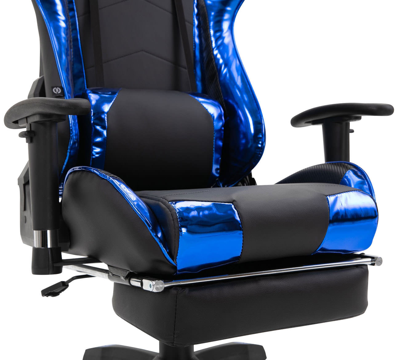 Racing Bürostuhl Turbo mit Fußablage glanz, schwarz/blau