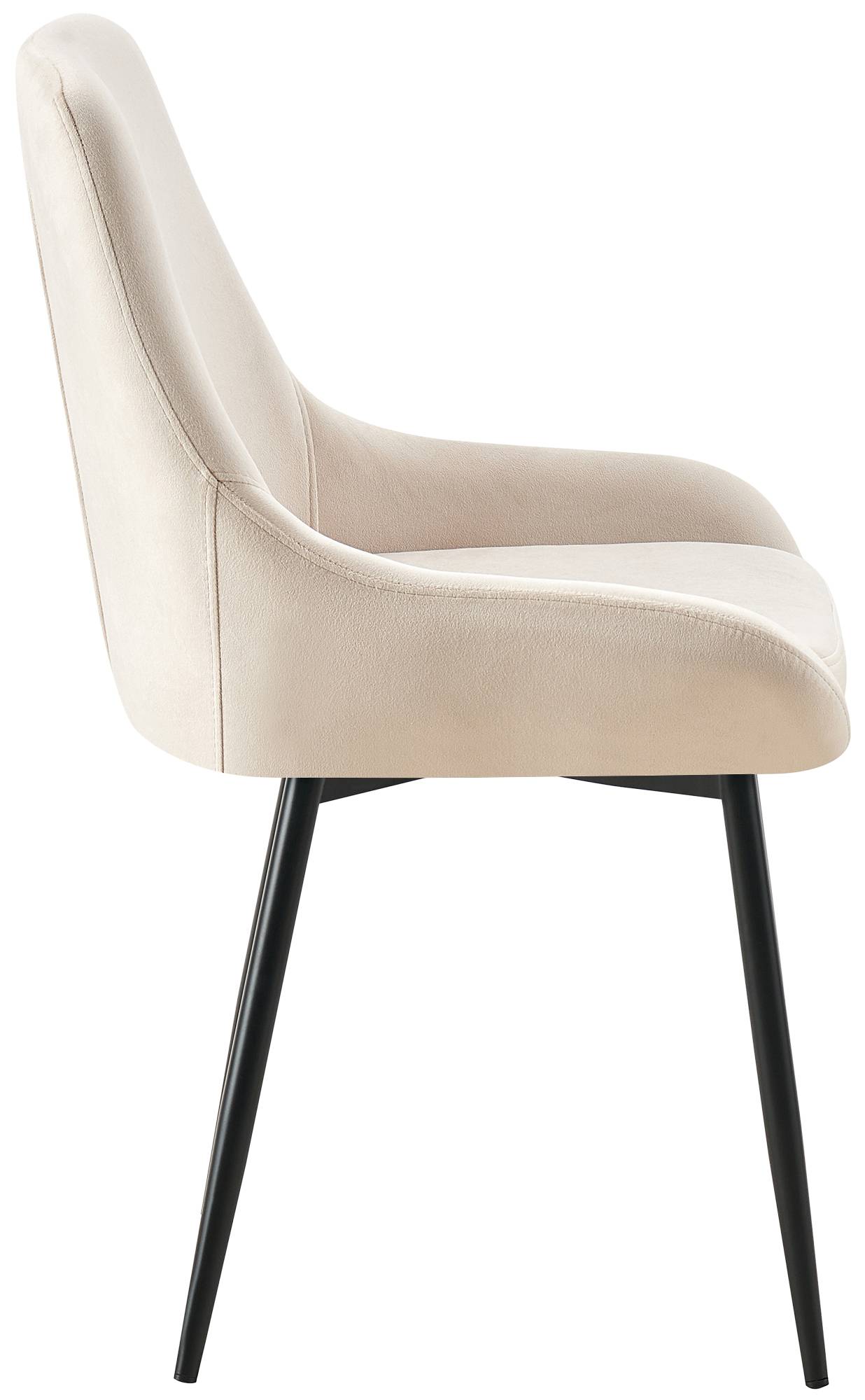 2er Set Esszimmerstuhl Elmira Samt schwarz, creme
