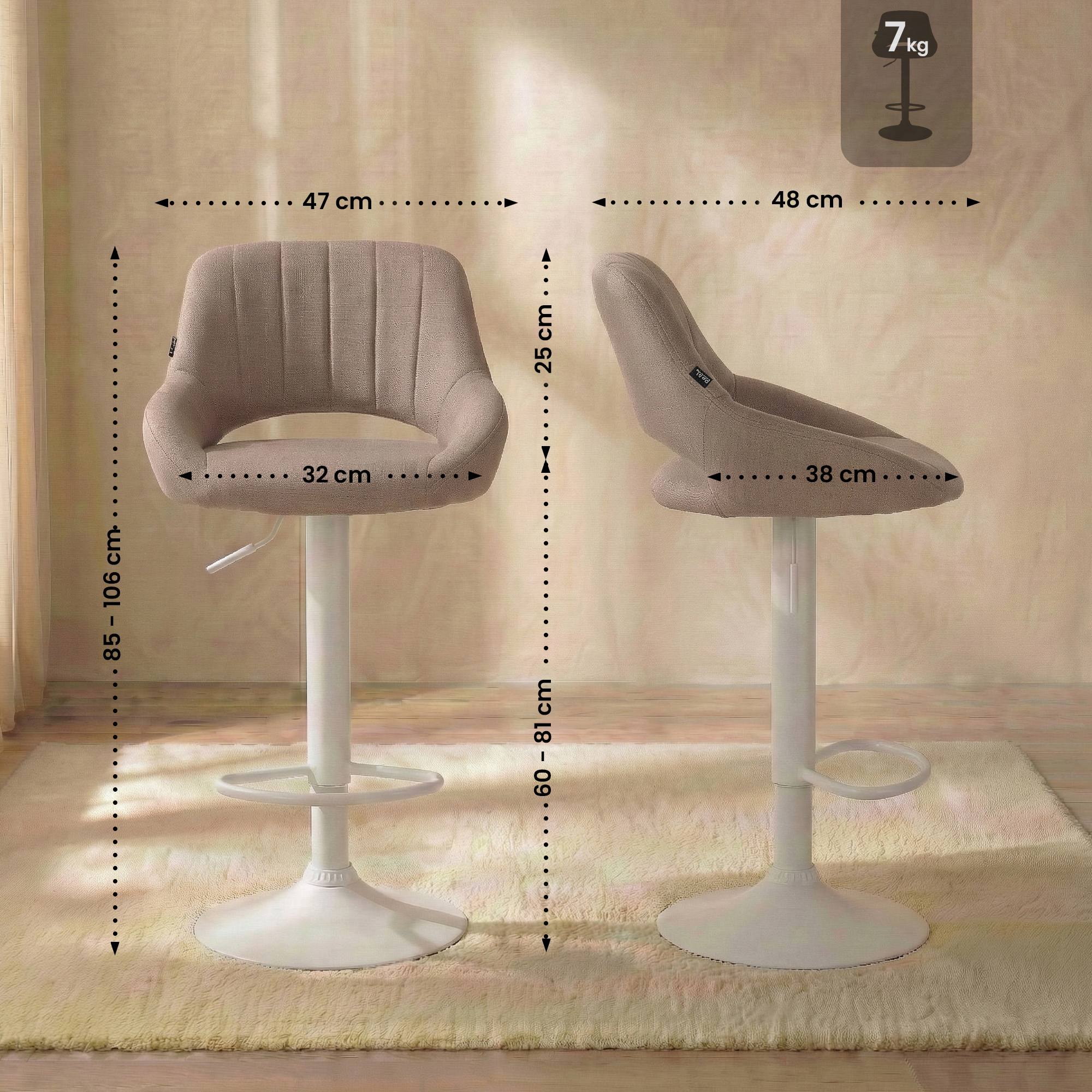 Barhocker Milet Stoff weiß, taupe