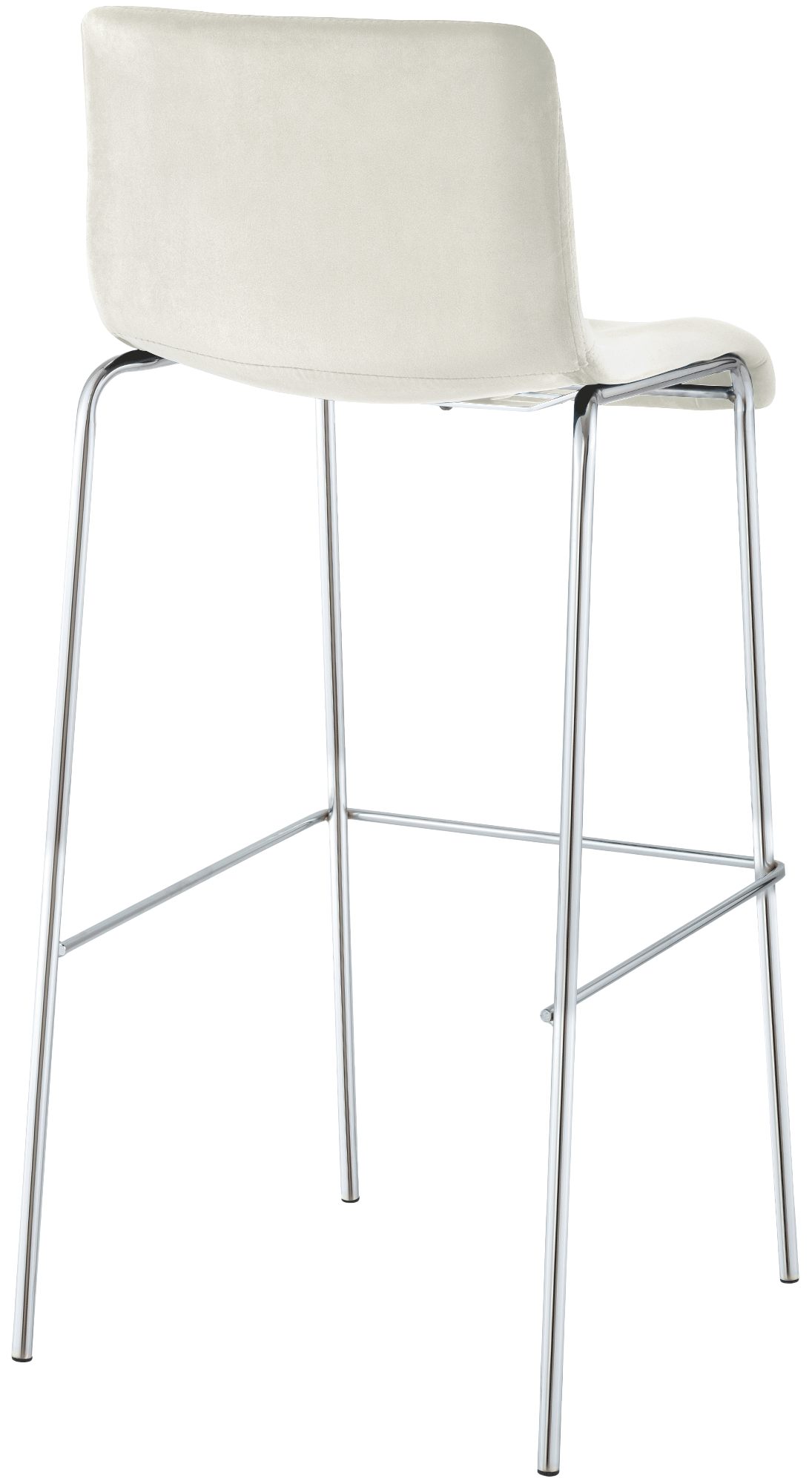 Barhocker Hoover Samt 4-Fuß Chrom, creme