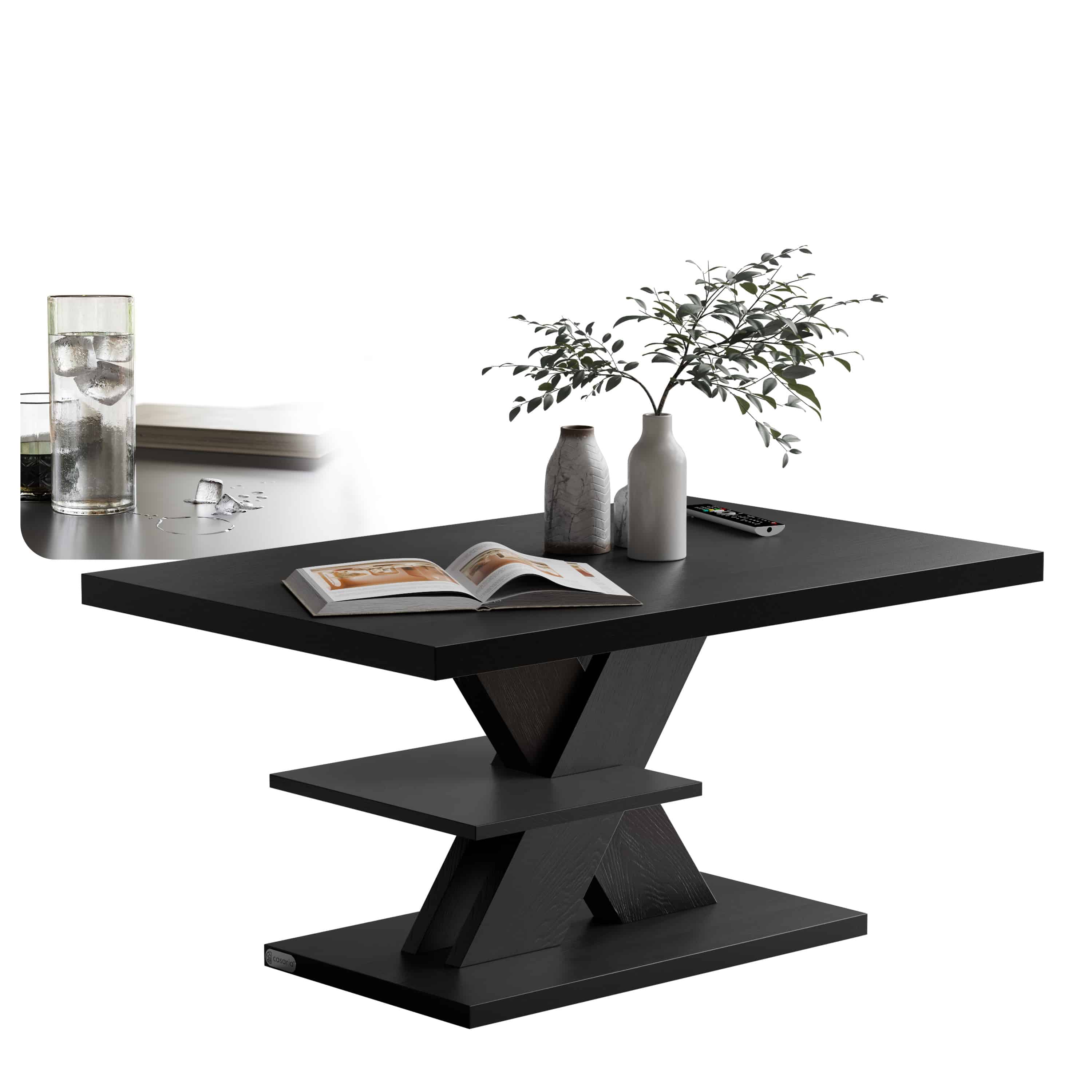 Couchtisch Detroit Schwarz 90x60x45cm