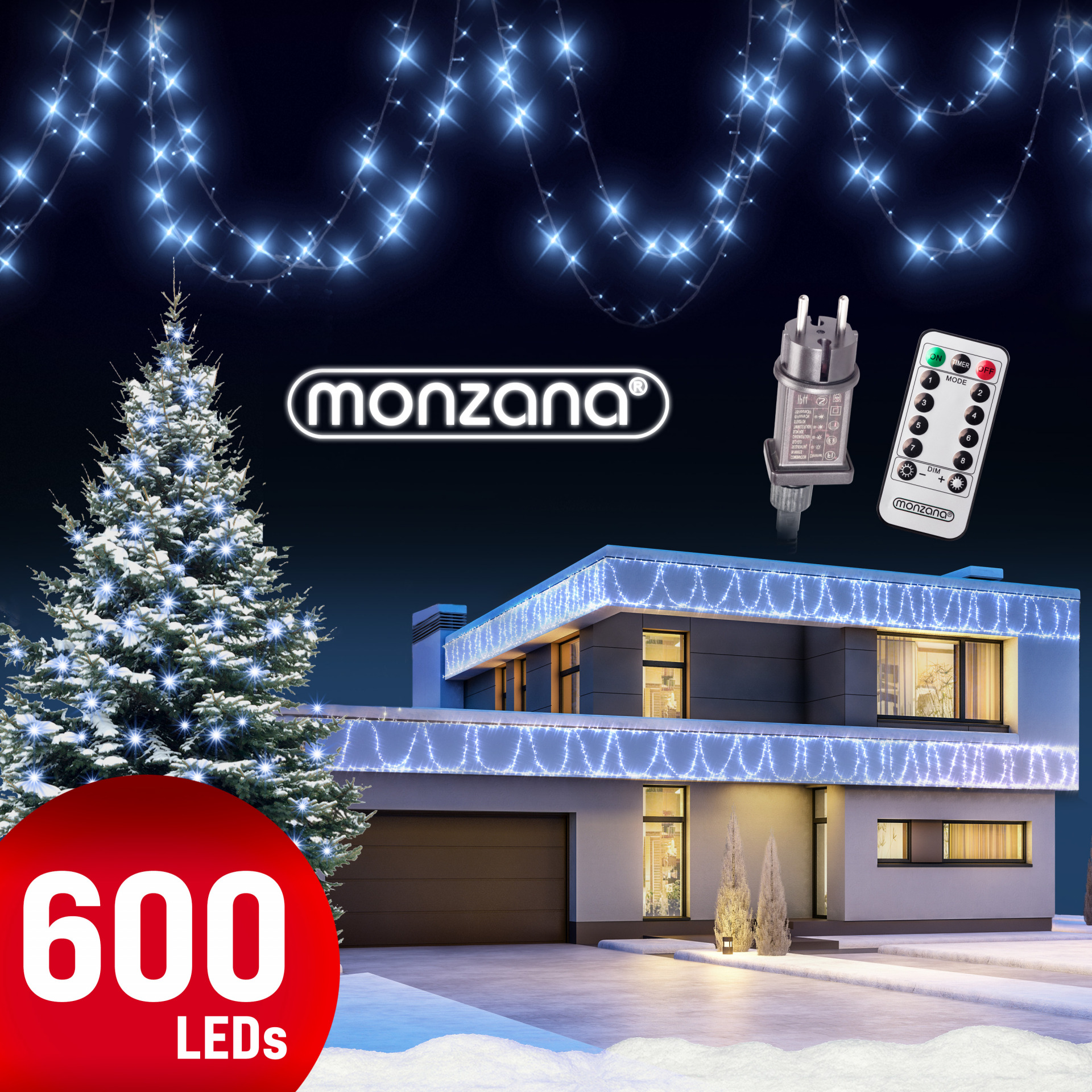 Lichterkette Weihnachten Kaltweiß 60m Fernbedienung