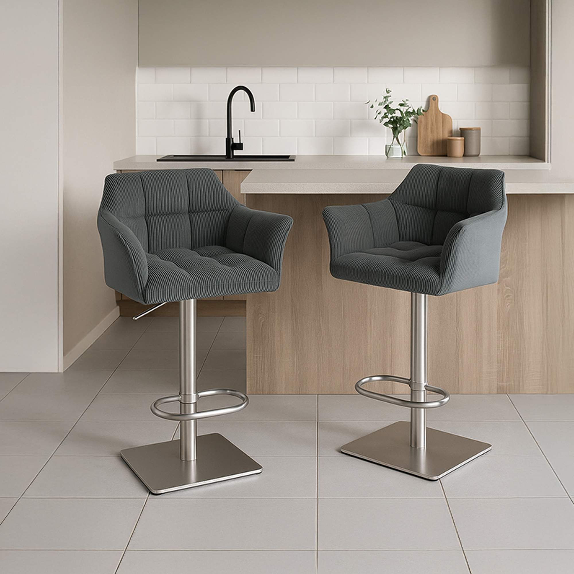 Barhocker Damaso E Cord, grau