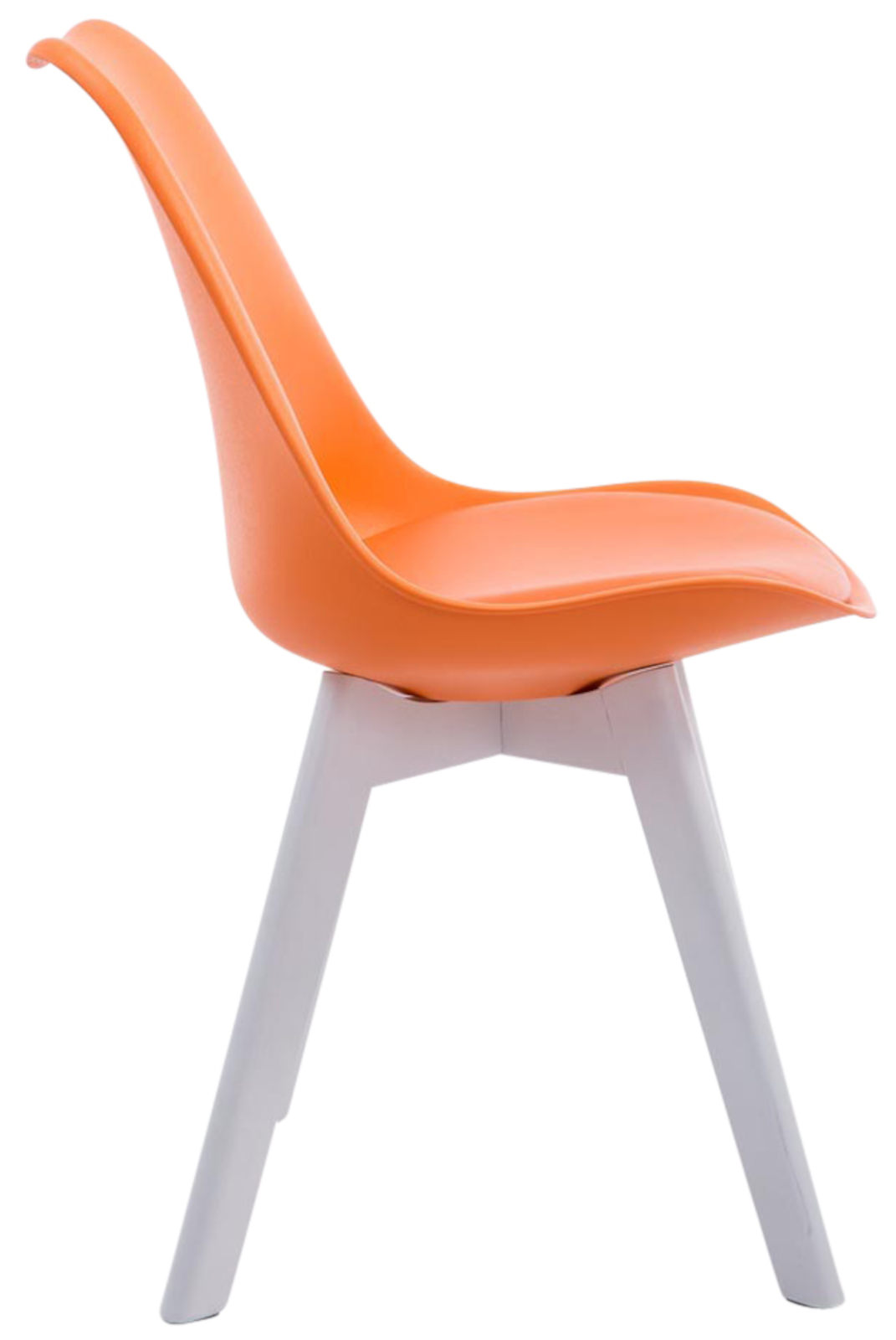 4er Set Besucherstühle Borneo V2 Weiß Kunstleder, orange