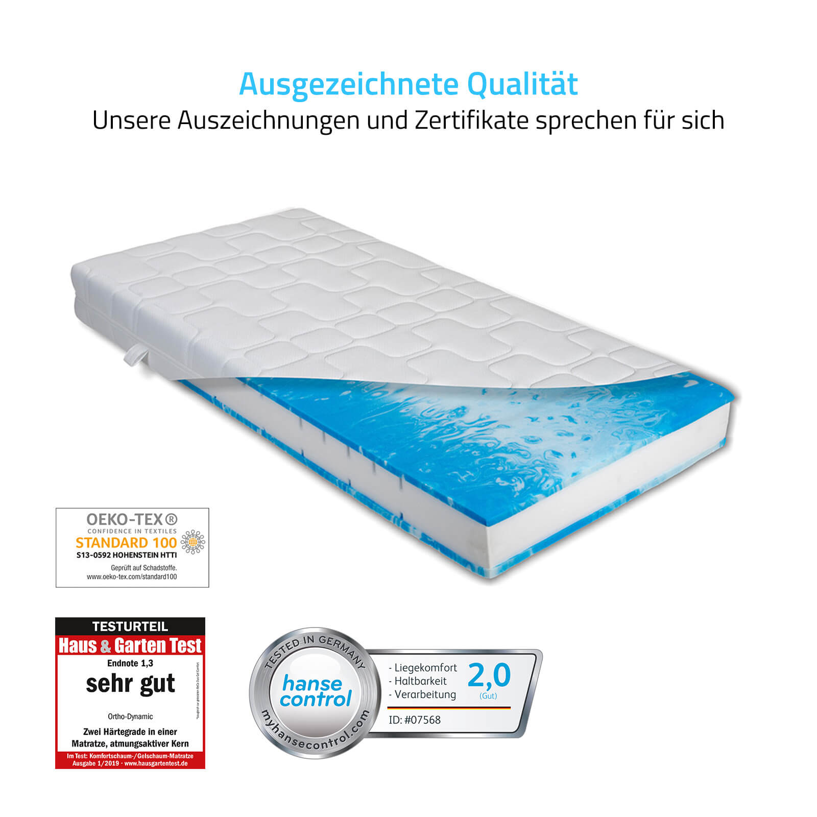 Matratze ORTHO DYNAMIC - 80 x 200 cm weich-mittelfest Made in Germany