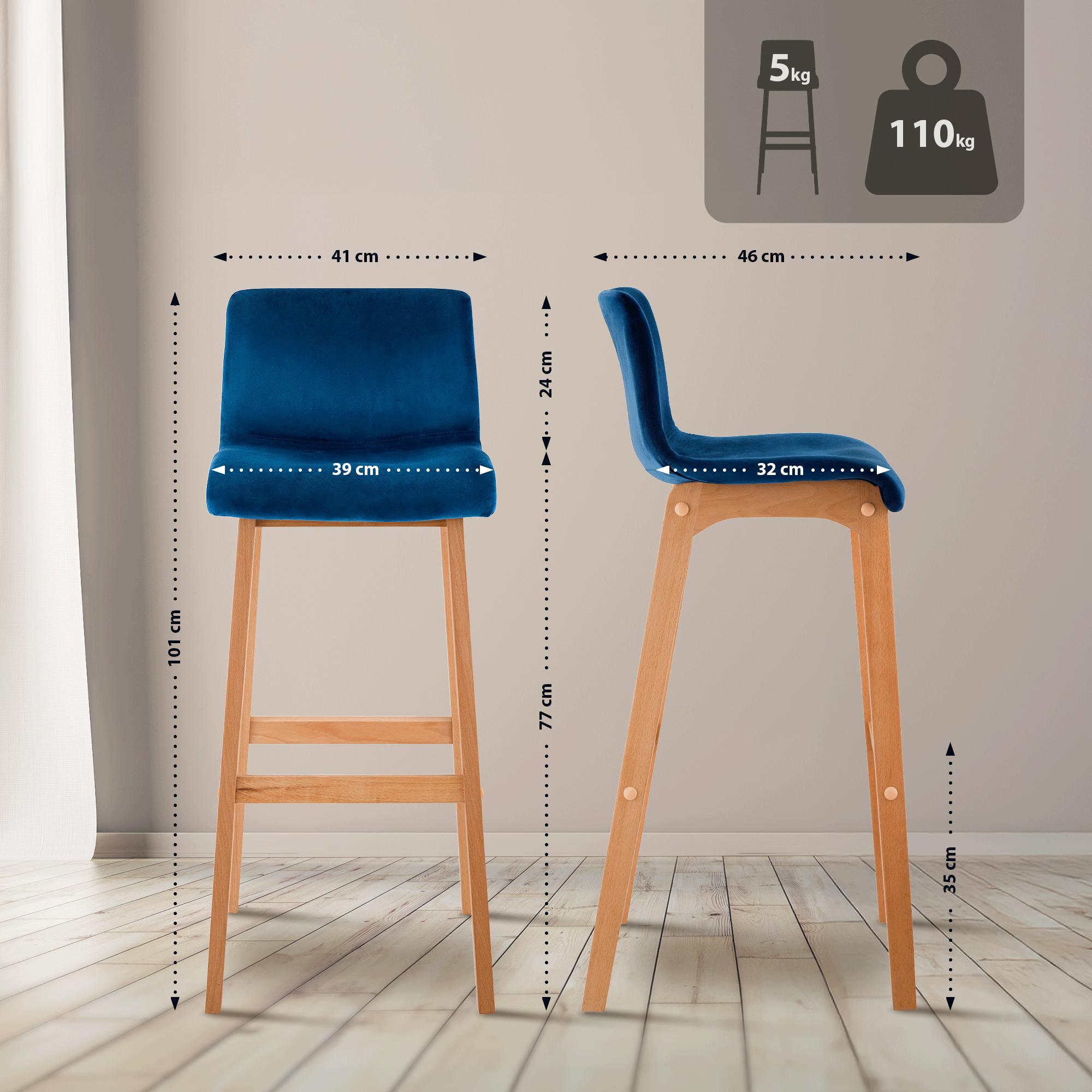 Barhocker Hoover Samt Natura, blau