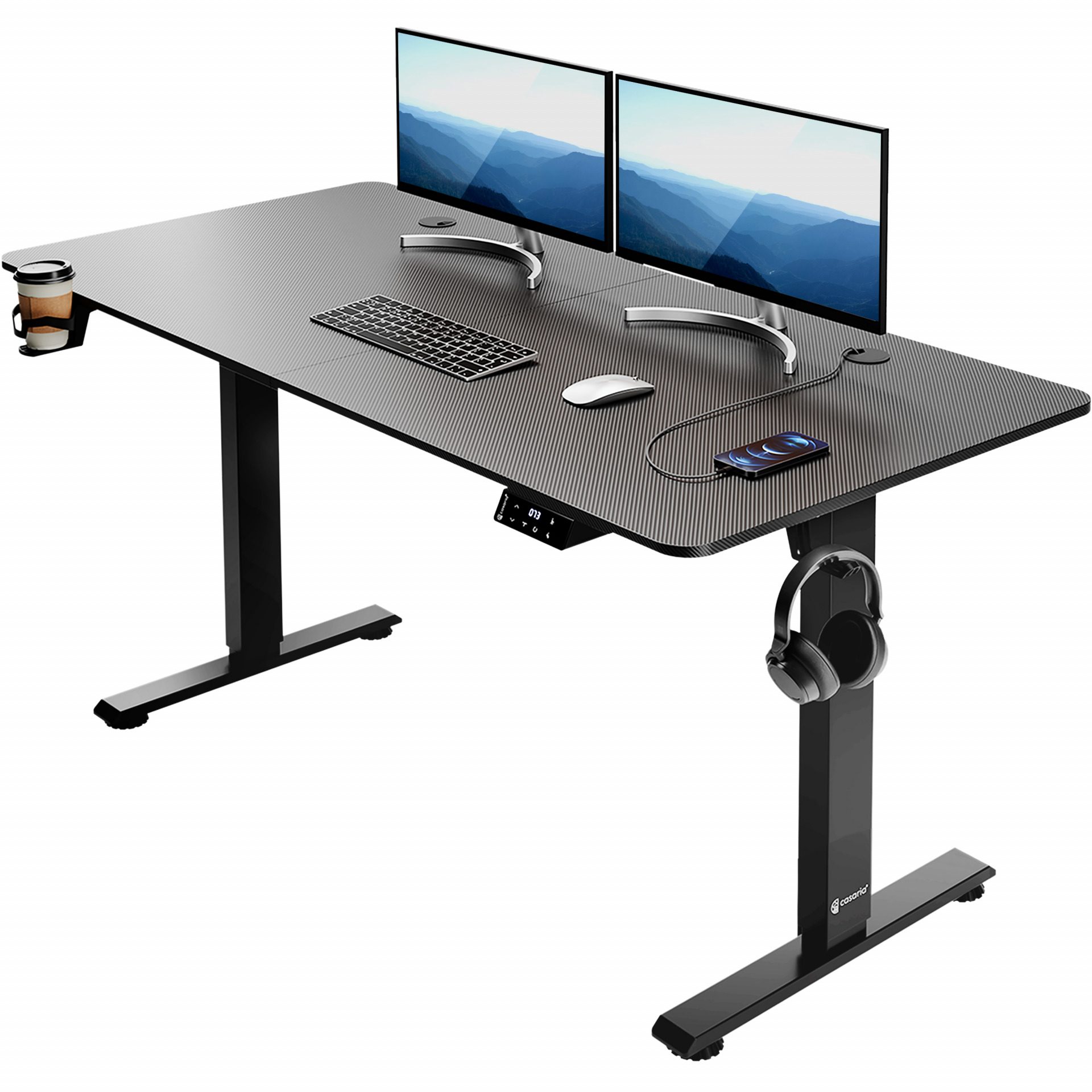 Höhenverstellbarer Schreibtisch Schwarz 140x60x73-118cm