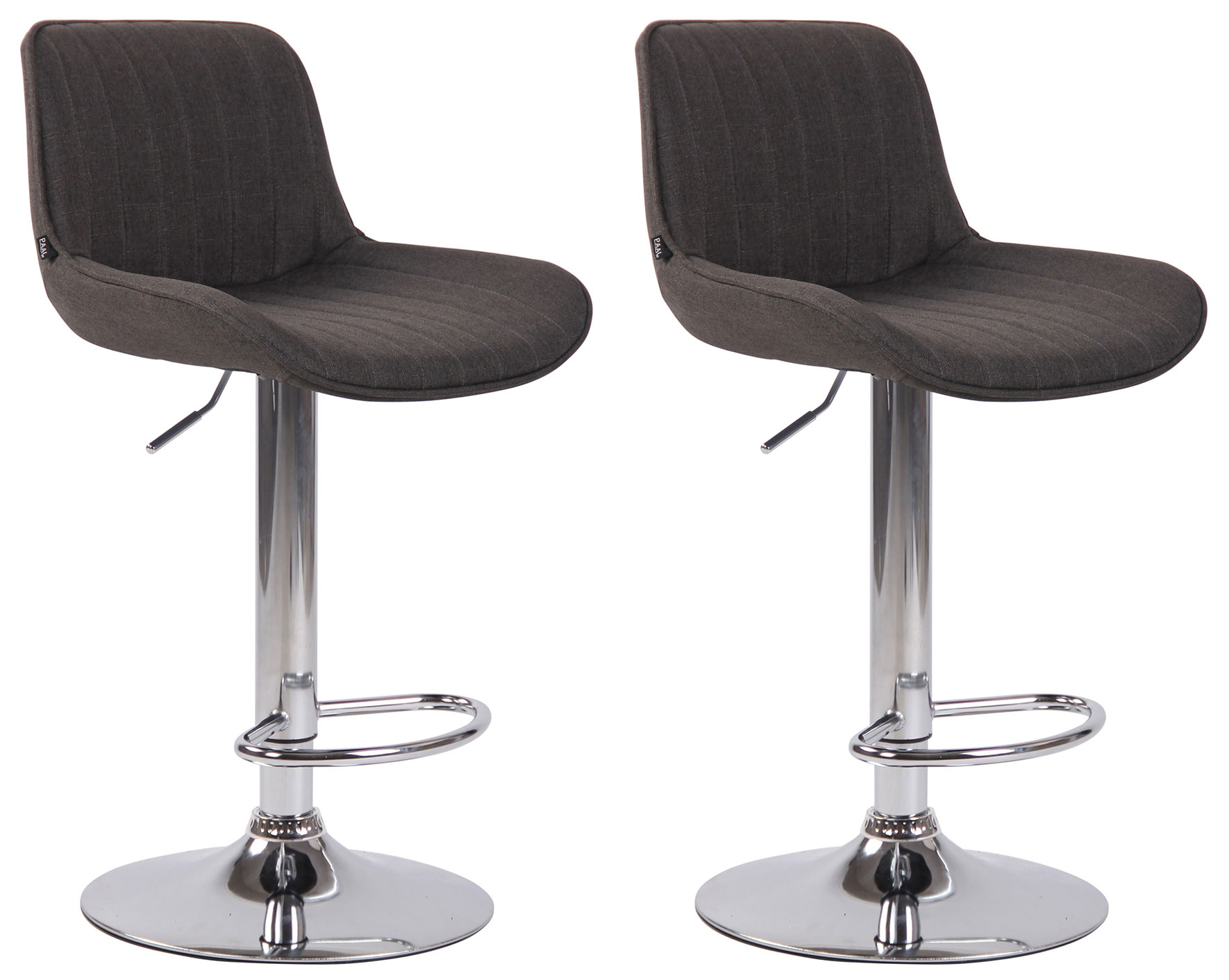 2er Set Barhocker Lentini Stoff chrom, dunkelgrau