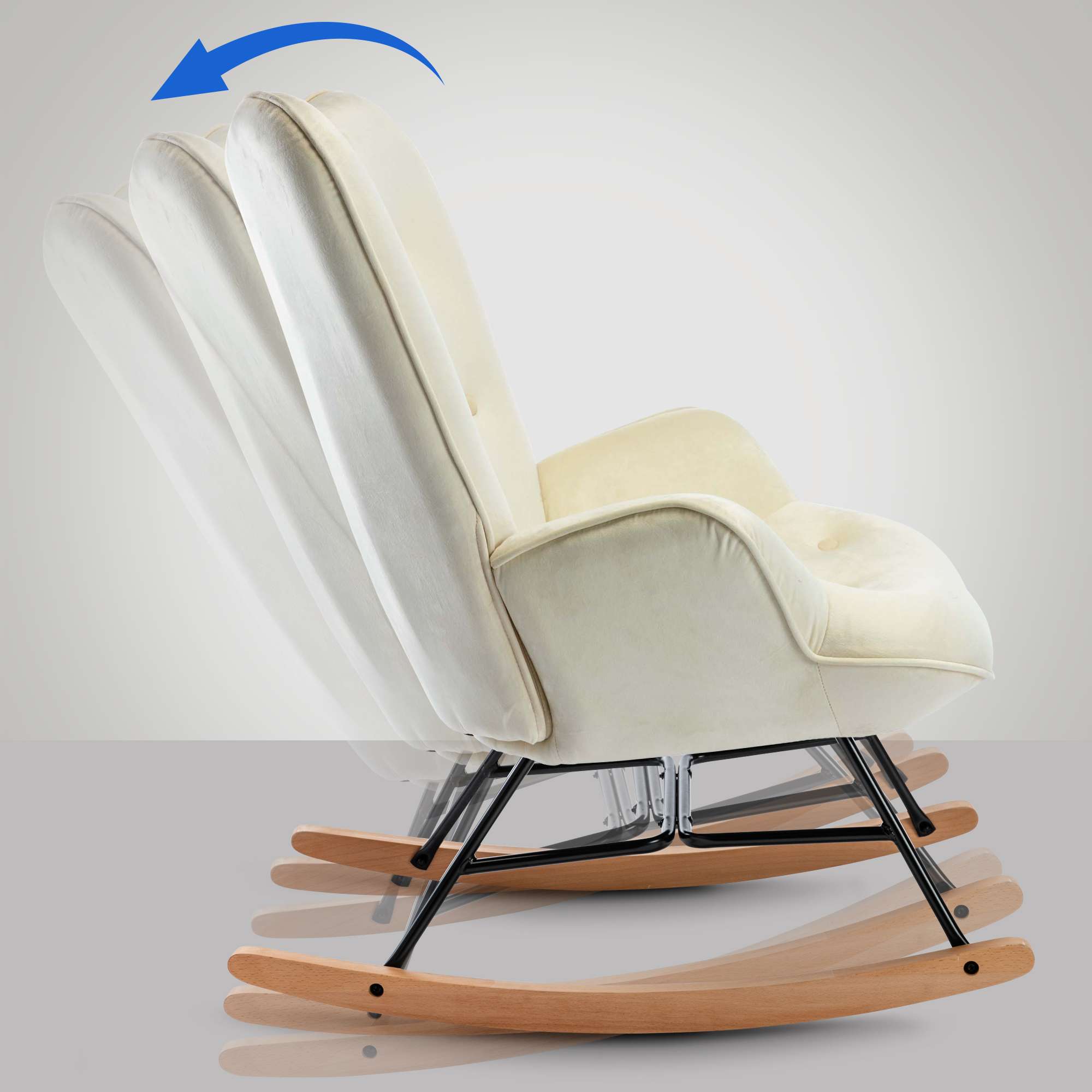 Schaukelstuhl Sanka Samt, creme