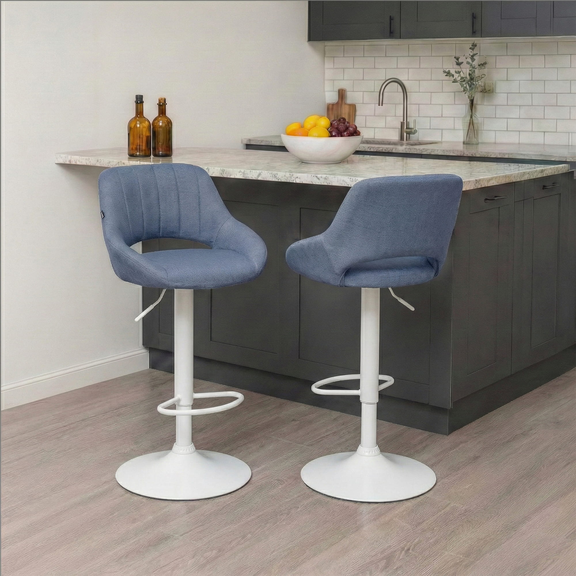 2er Set Barhocker Milet Stoff W, blau