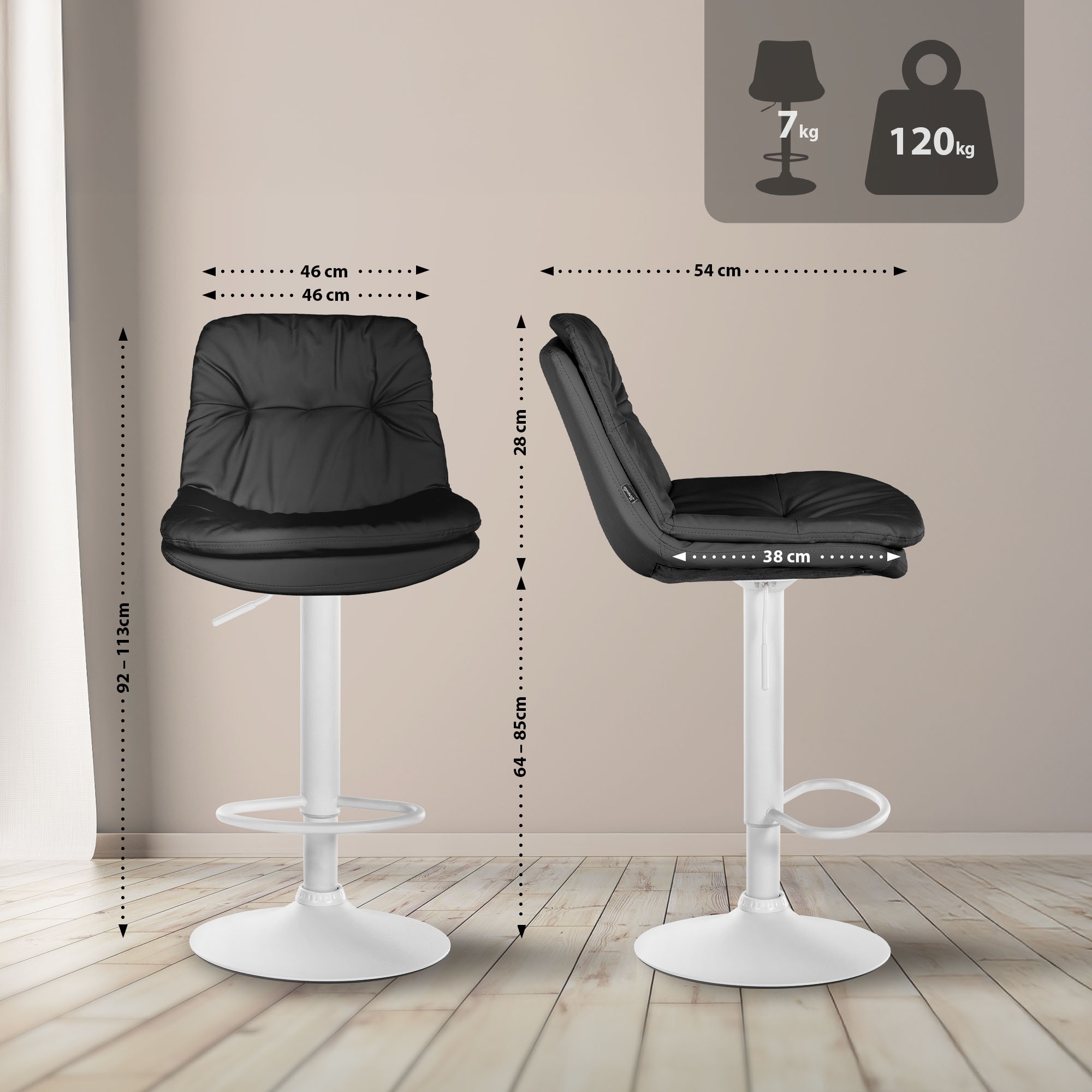 Barhocker Laurel Kunstleder weiß, schwarz
