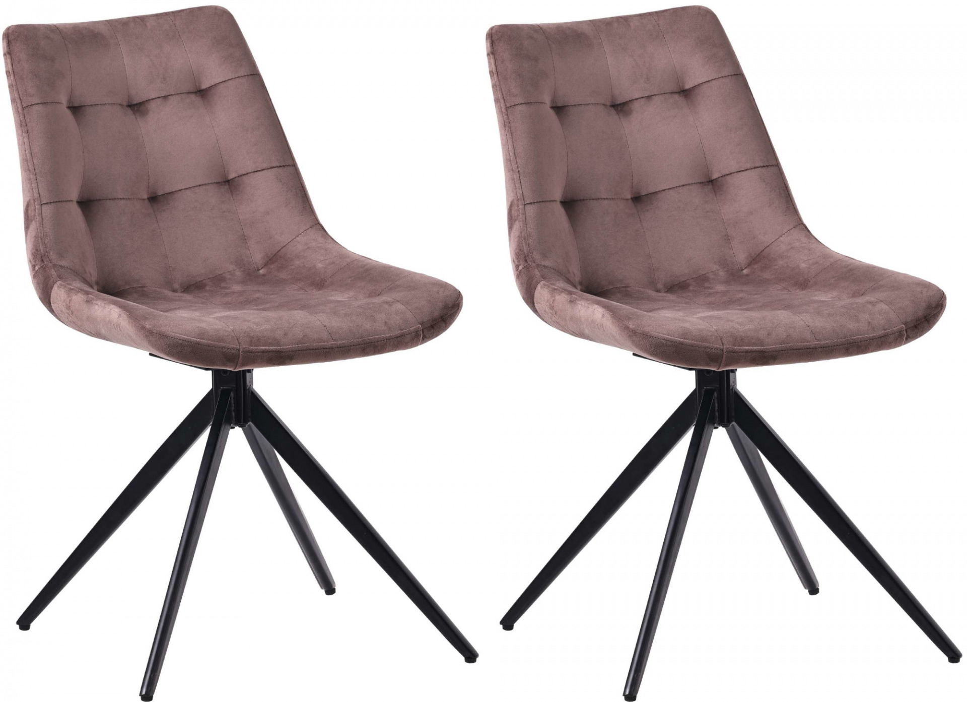 2er Set Esszimmerstuhl Merna Samt, braun