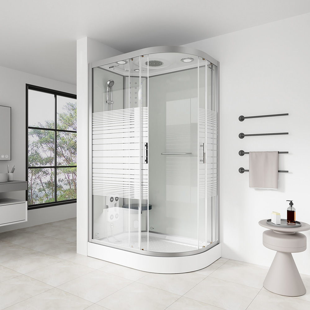 Dampfdusche mit Wasserfall und Dampfsauna WHITE PEARL - 120 x 80 cm Rechts