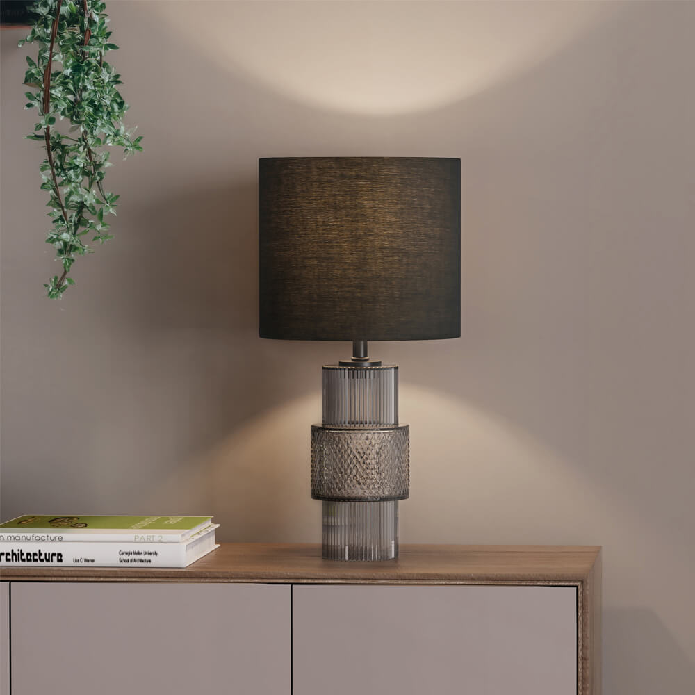 Große Tischlampe aus Glas YUKI - Rauchgrau