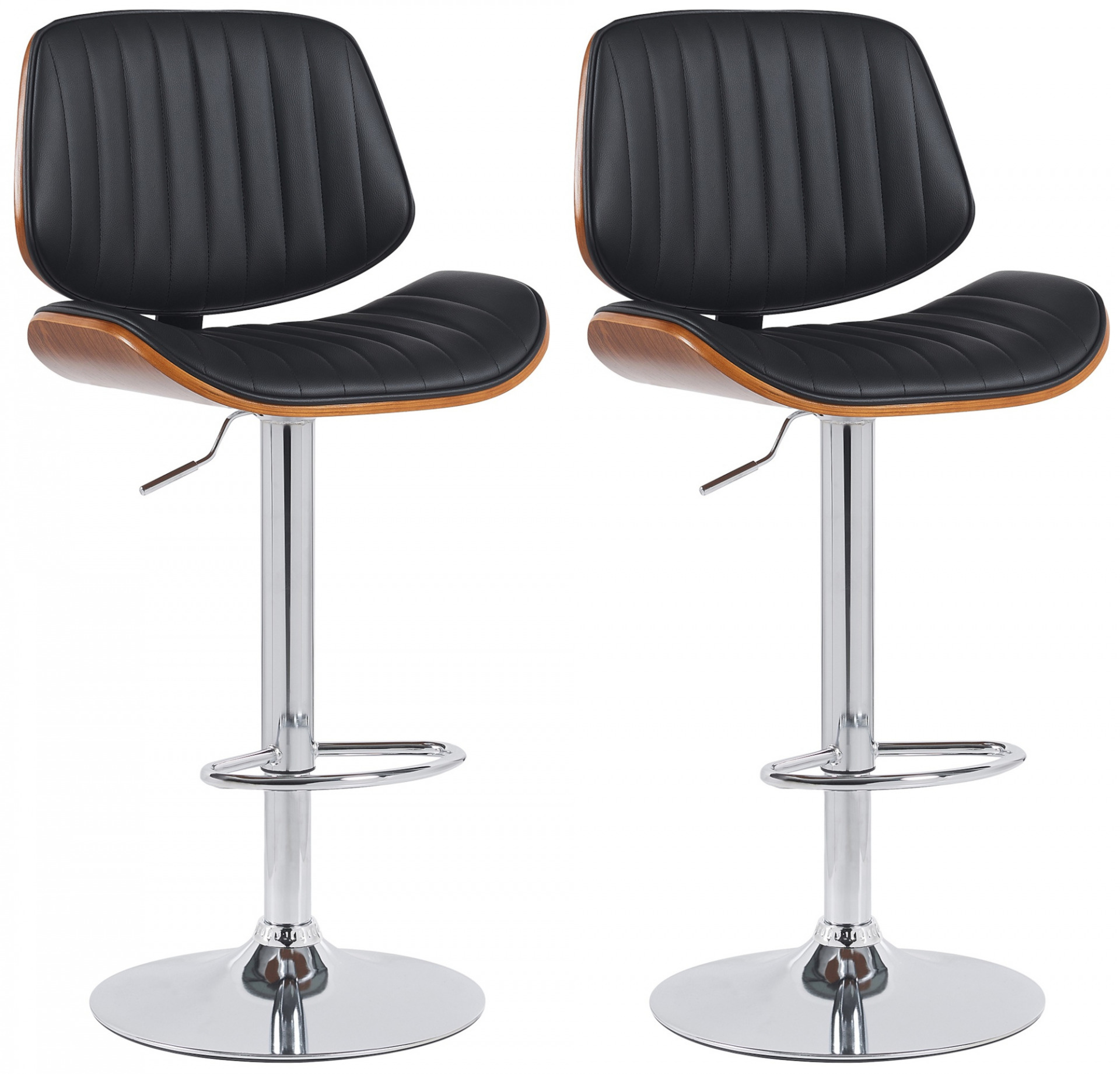 2er Set Barhocker Clawson Kunstleder chrom, walnuss/schwarz