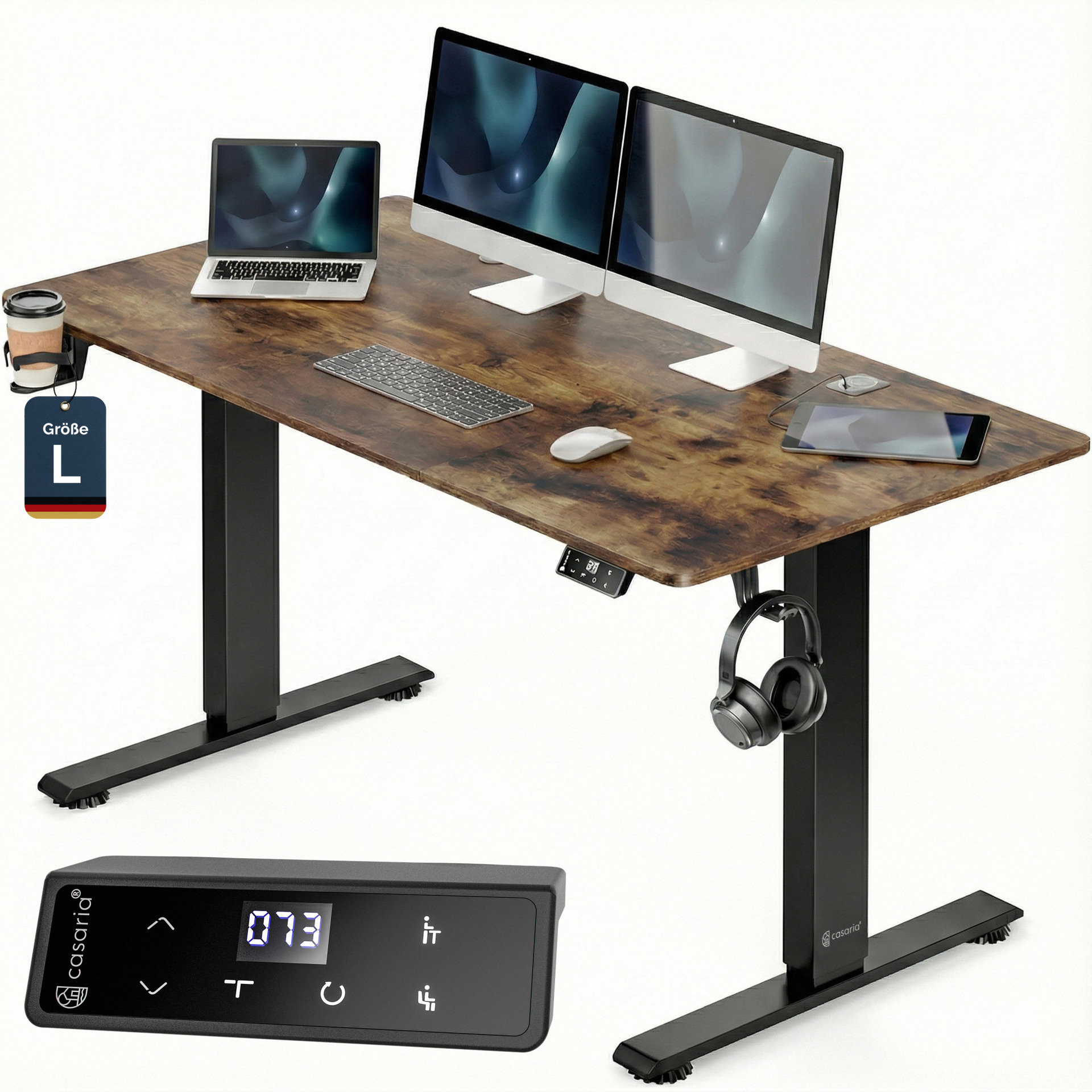 Höhenverstellbarer Schreibtisch Braun 140x70x72-117cm