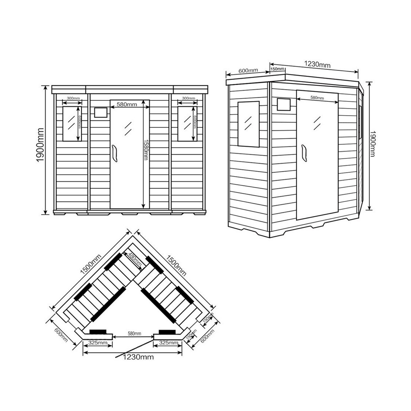 Infrarotkabine REDSUN XXL - 150 x 150 cm für 4 Personen