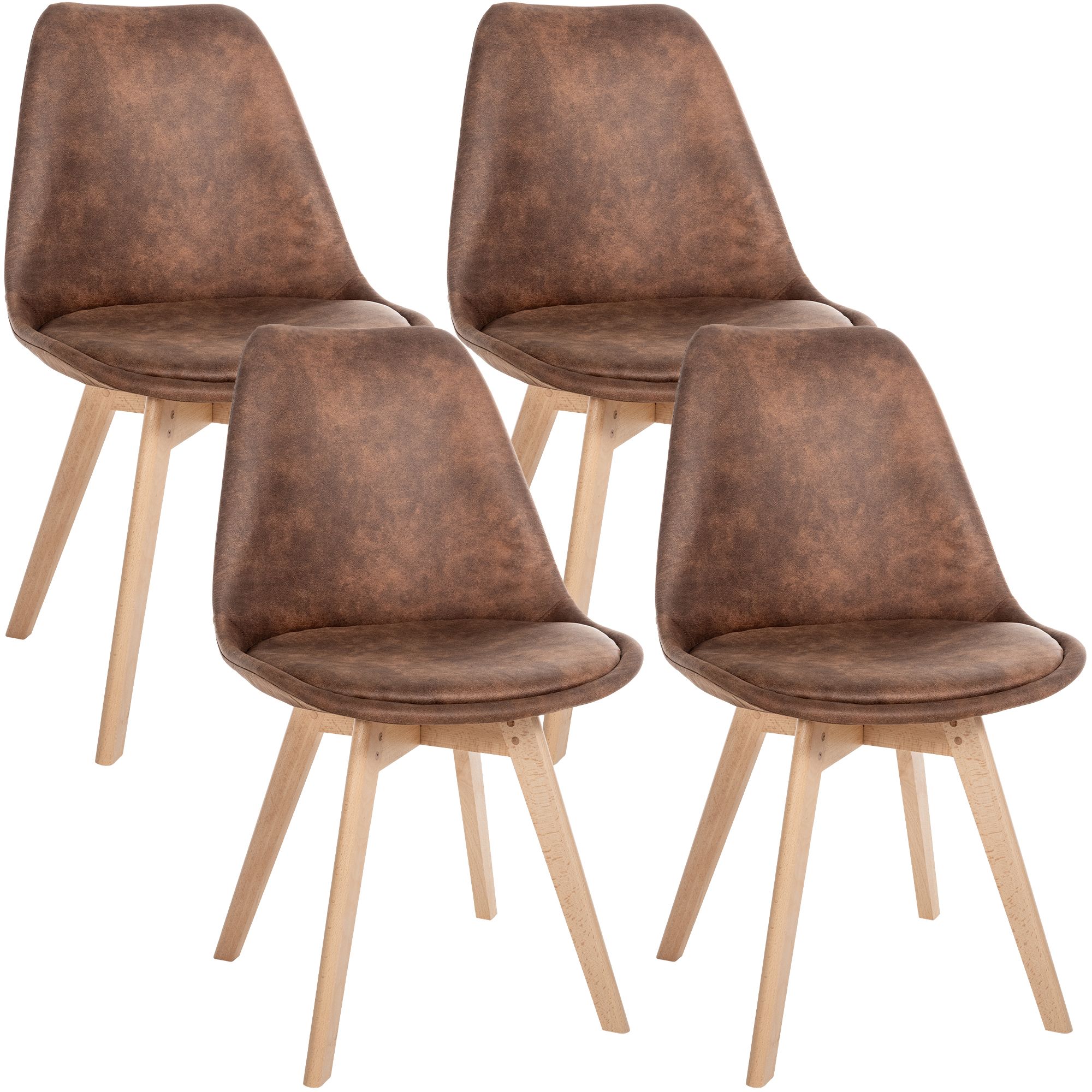 4er Set Stuhl Linares Vintage, braun