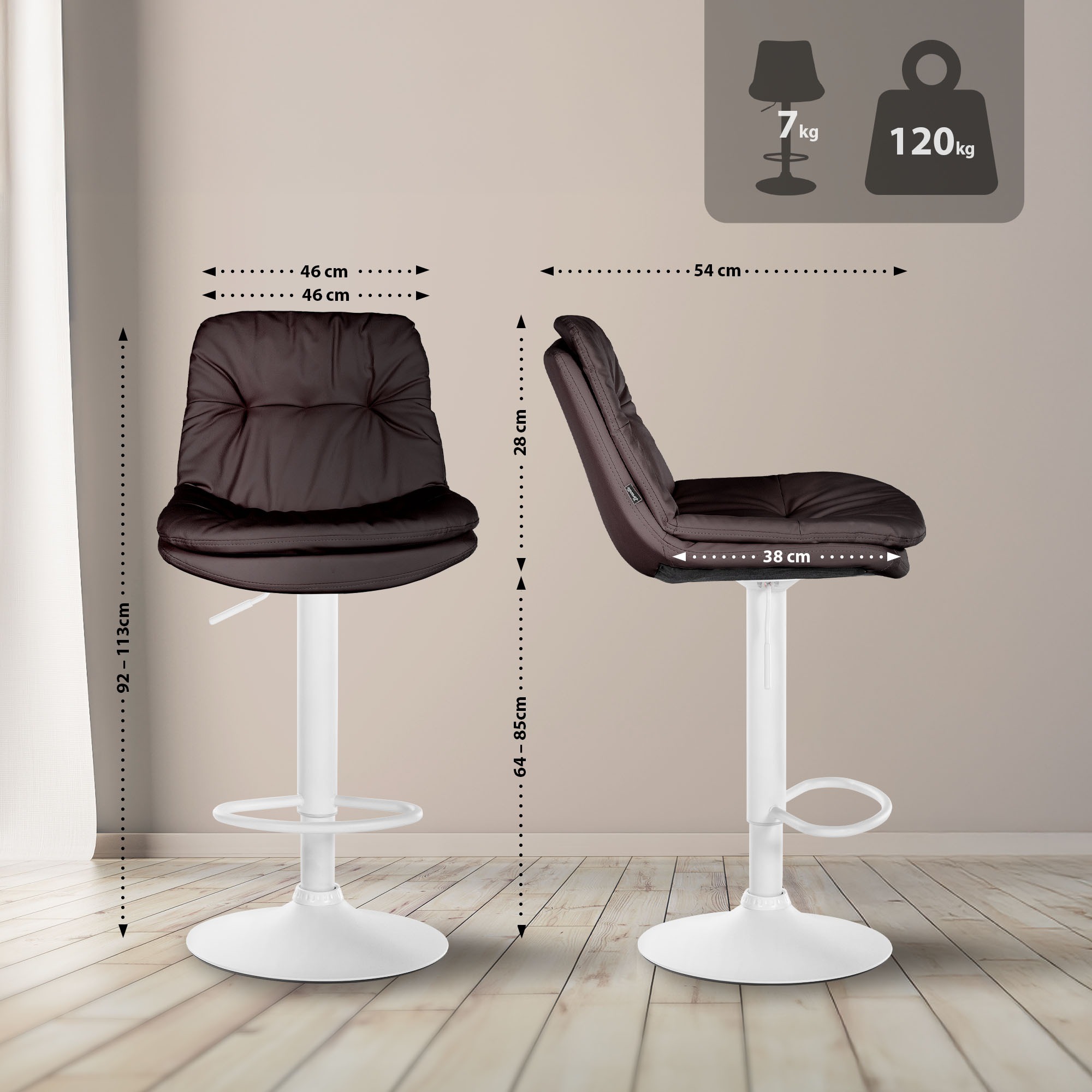 Barhocker Laurel Kunstleder weiß, braun