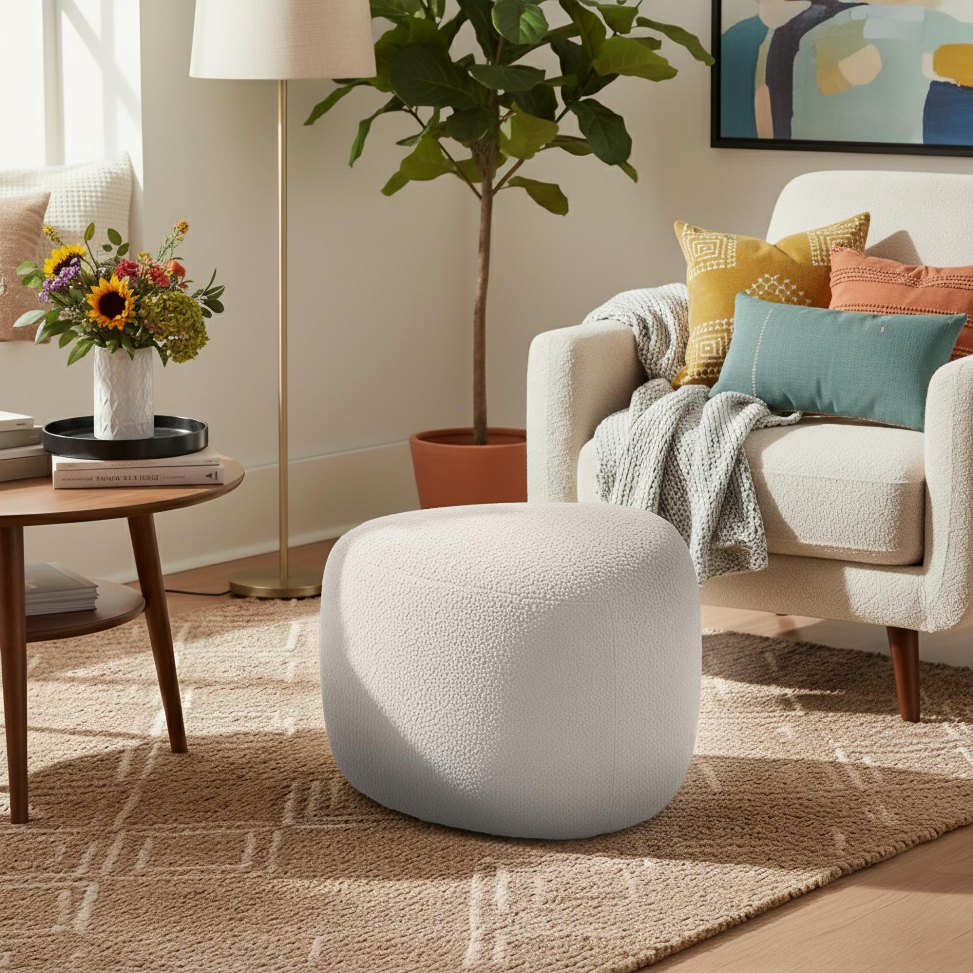 Sitzhocker Alfrisa Teddy, creme