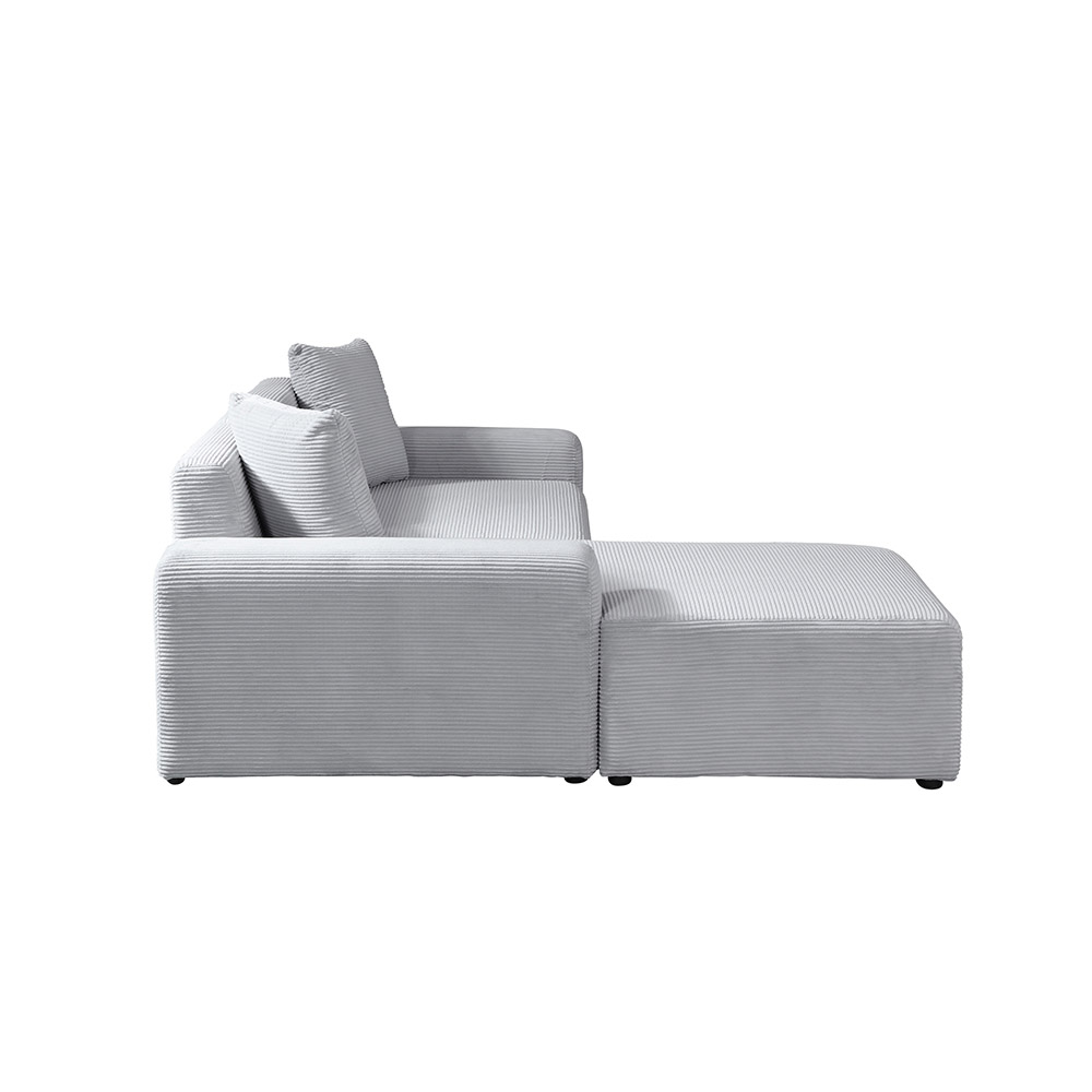 Ecksofa AMELIO Cord Grau Links - 240 x 178 cm