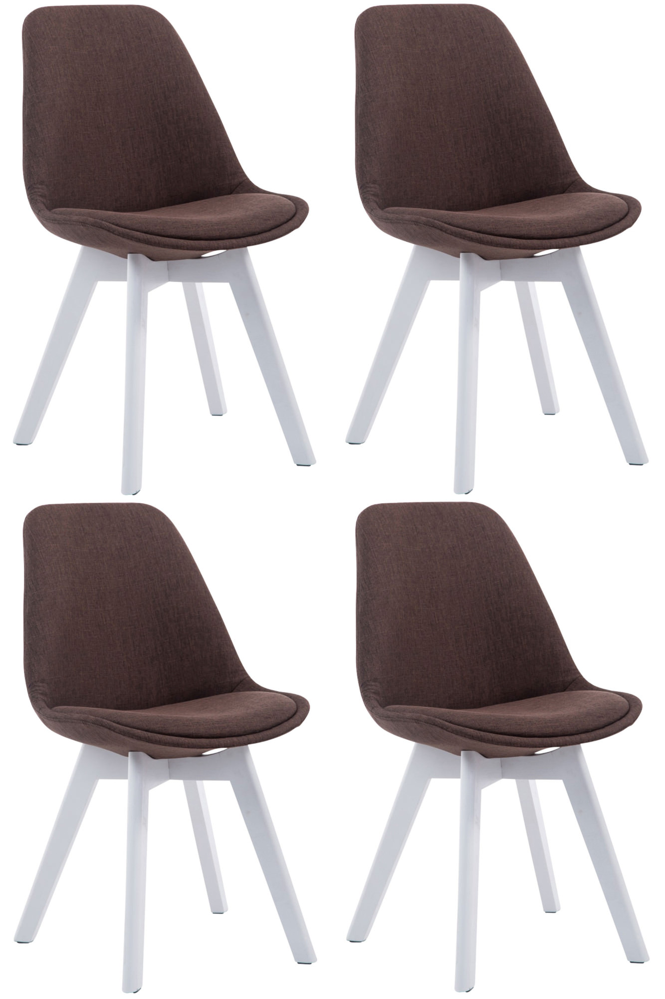 4er Set Besucherstühle Borneo V2 Weiß Stoff, braun