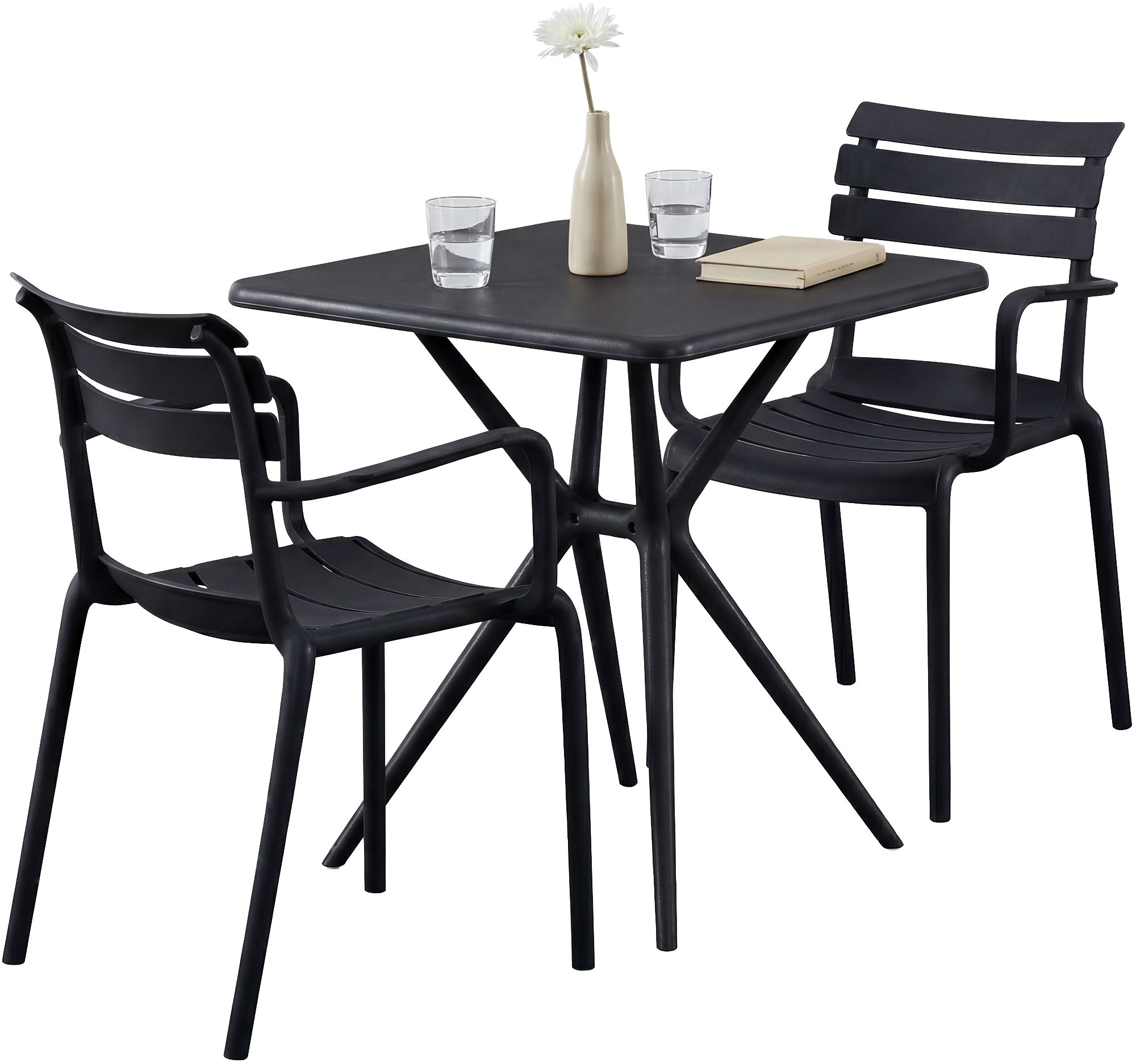 Gartenmöbel-Set Avena mit 2 Stühlen, schwarz