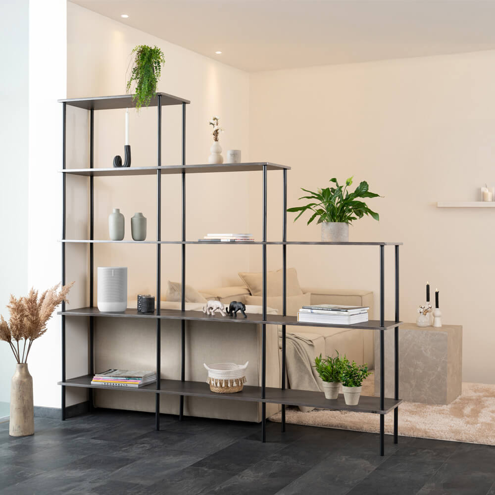 Regal INDU Dark Oak - (L x B x H): 207 x 35 x 196 cm
