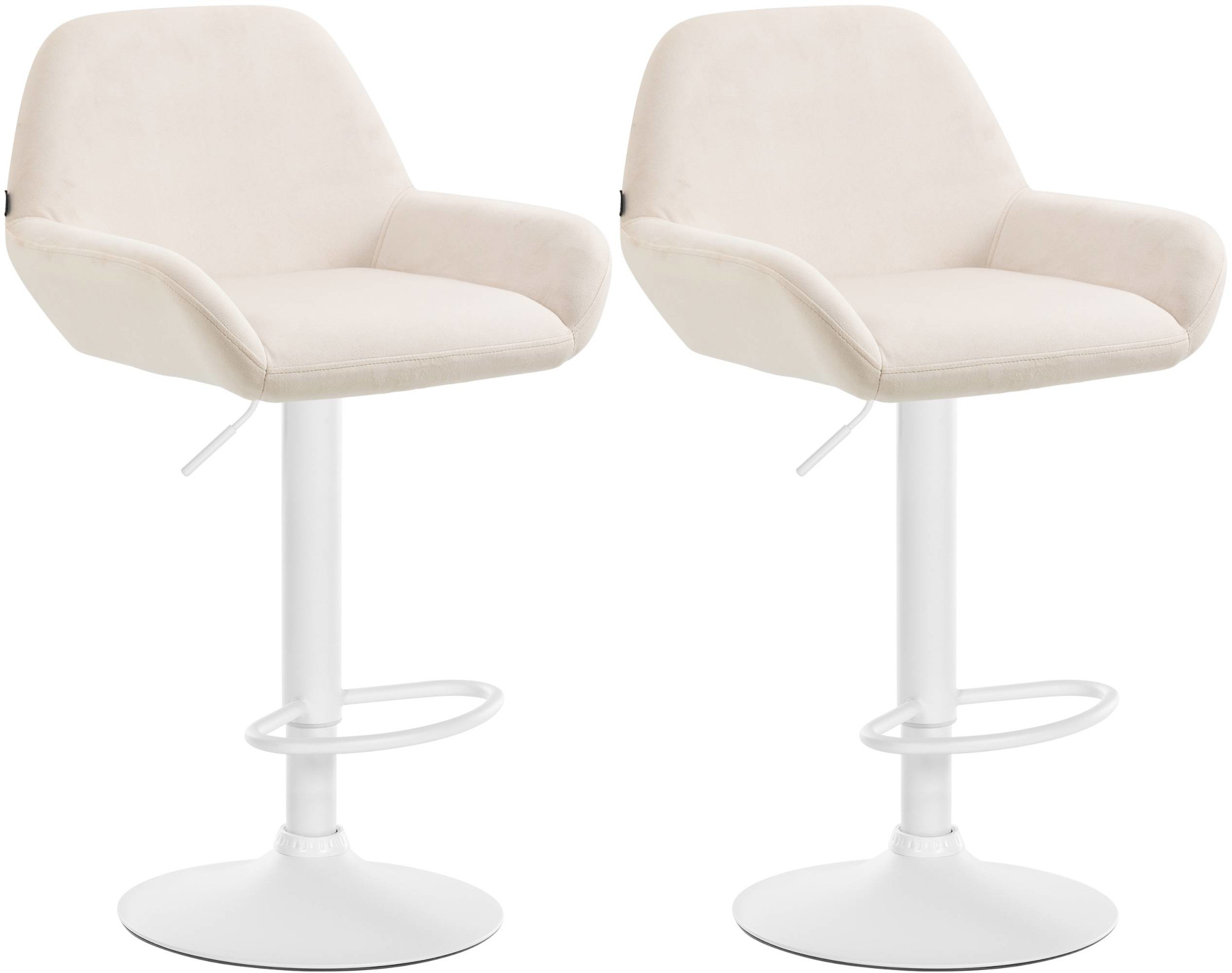 2er Set Barhocker Braga Samt weiß, creme