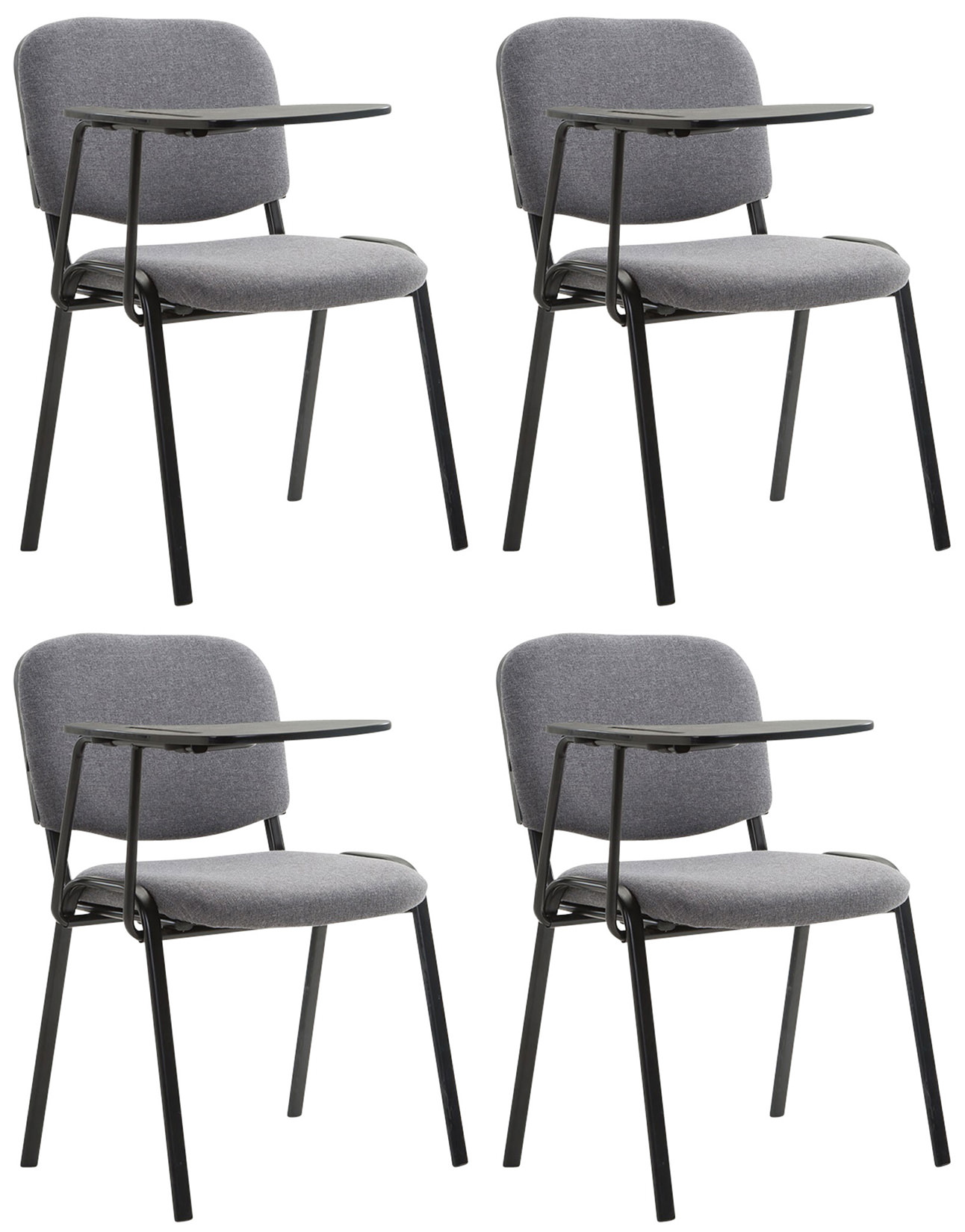 4er Set Stühle Ken mit Klapptisch Stoff, grau