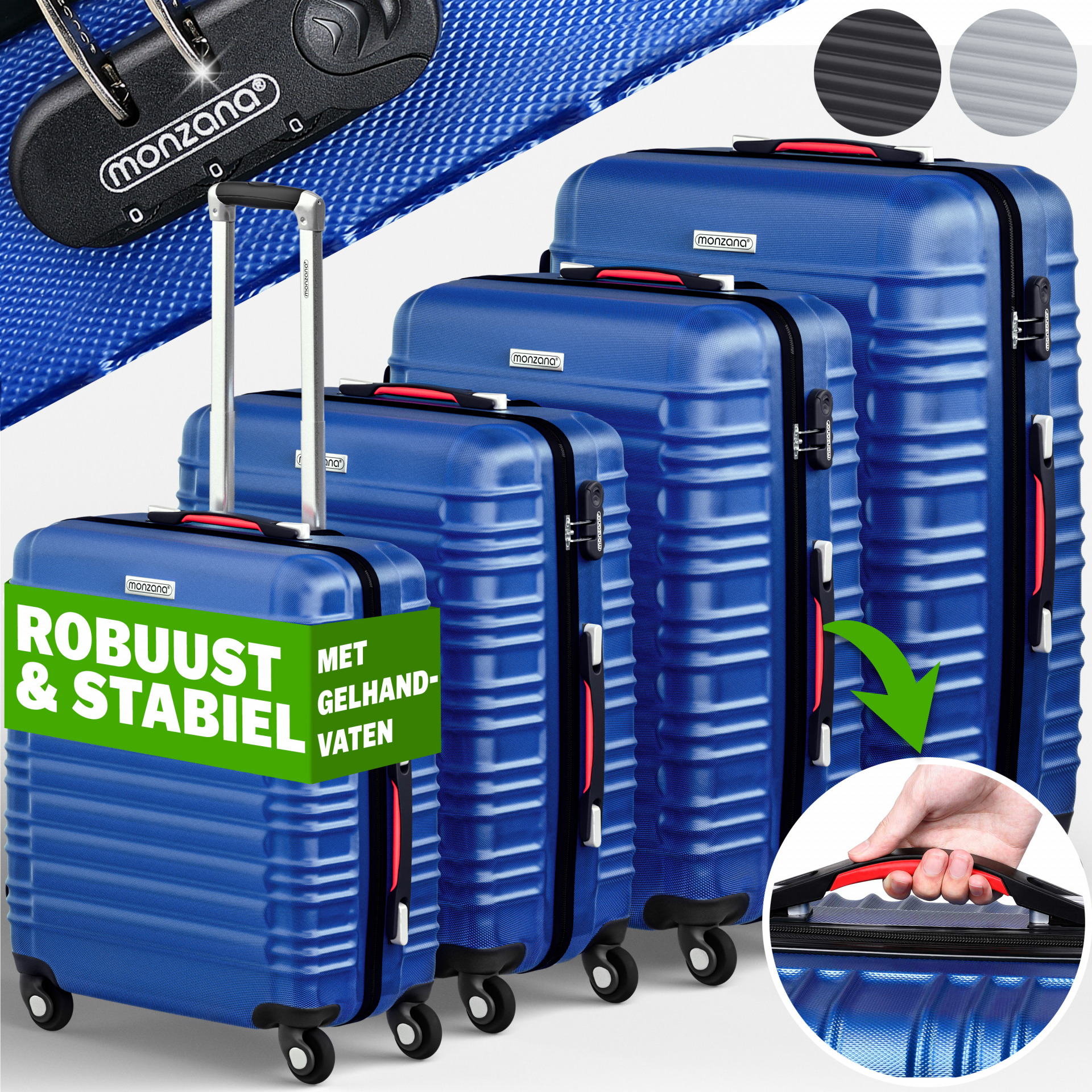 Hartschalenkoffer Set 4tlg Rollen 360º Blau ABS
