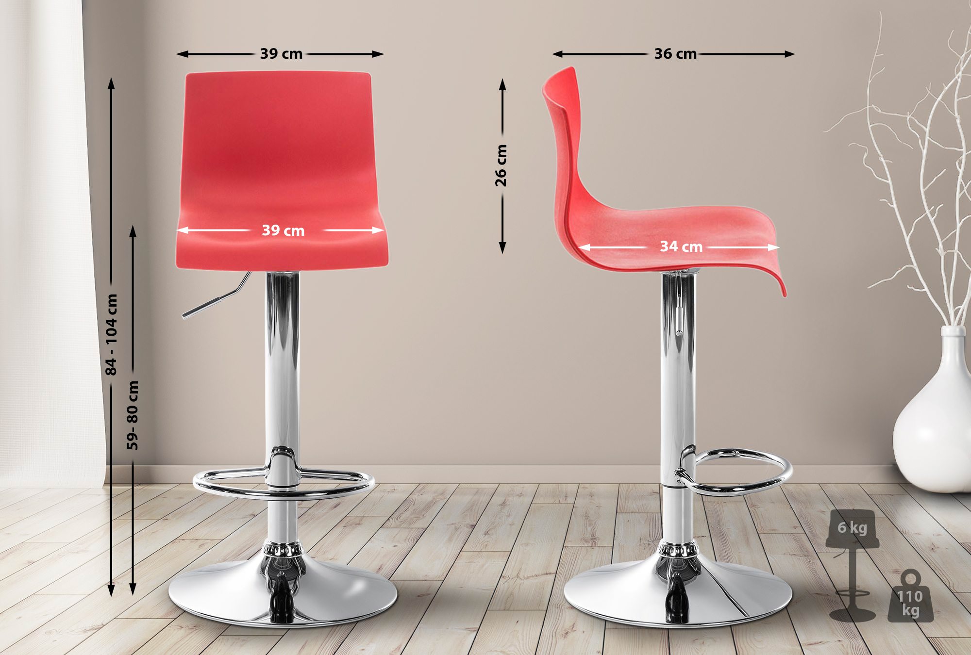 Barhocker Hoover C, rot