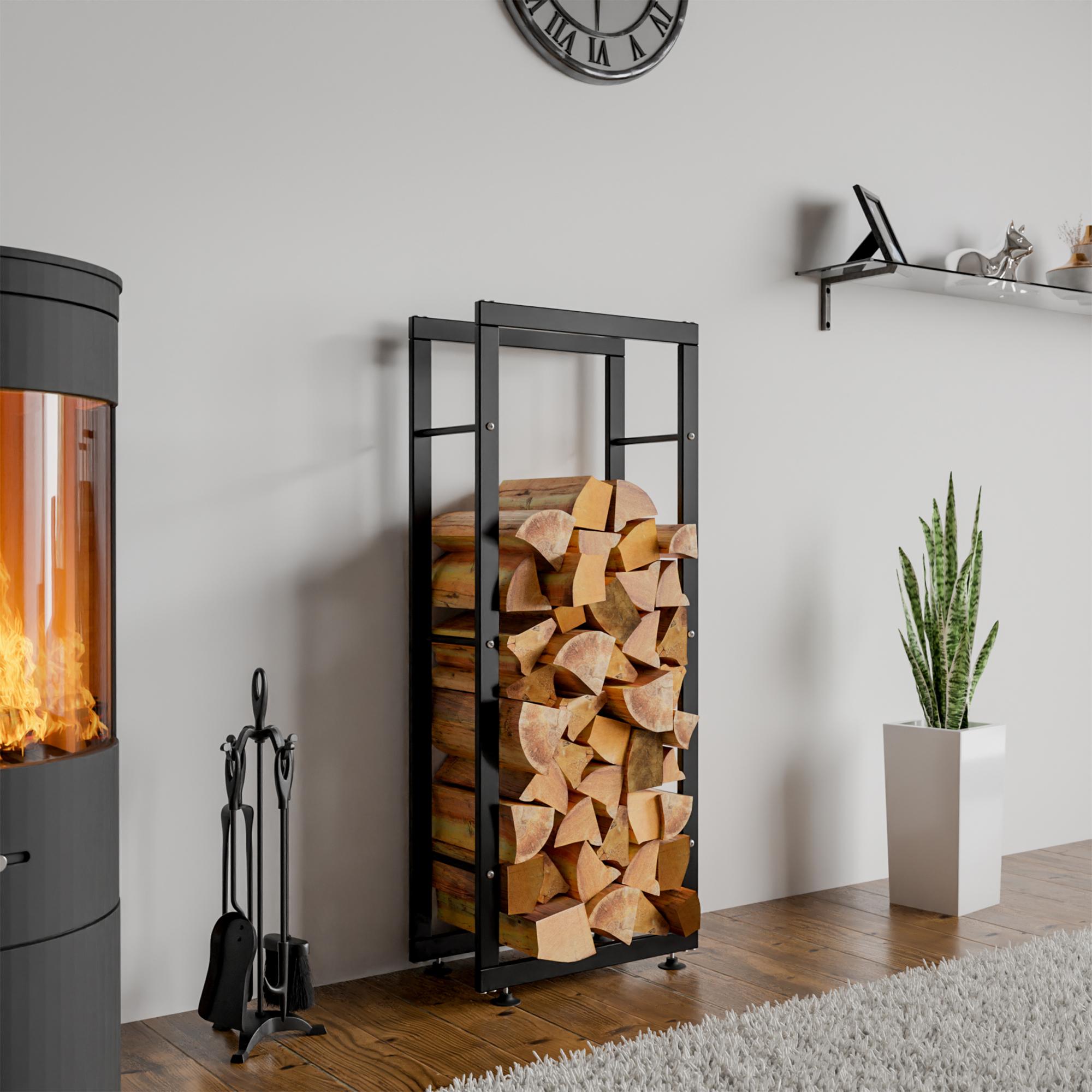 Kaminholzständer Keri V2 25x40x150, schwarz