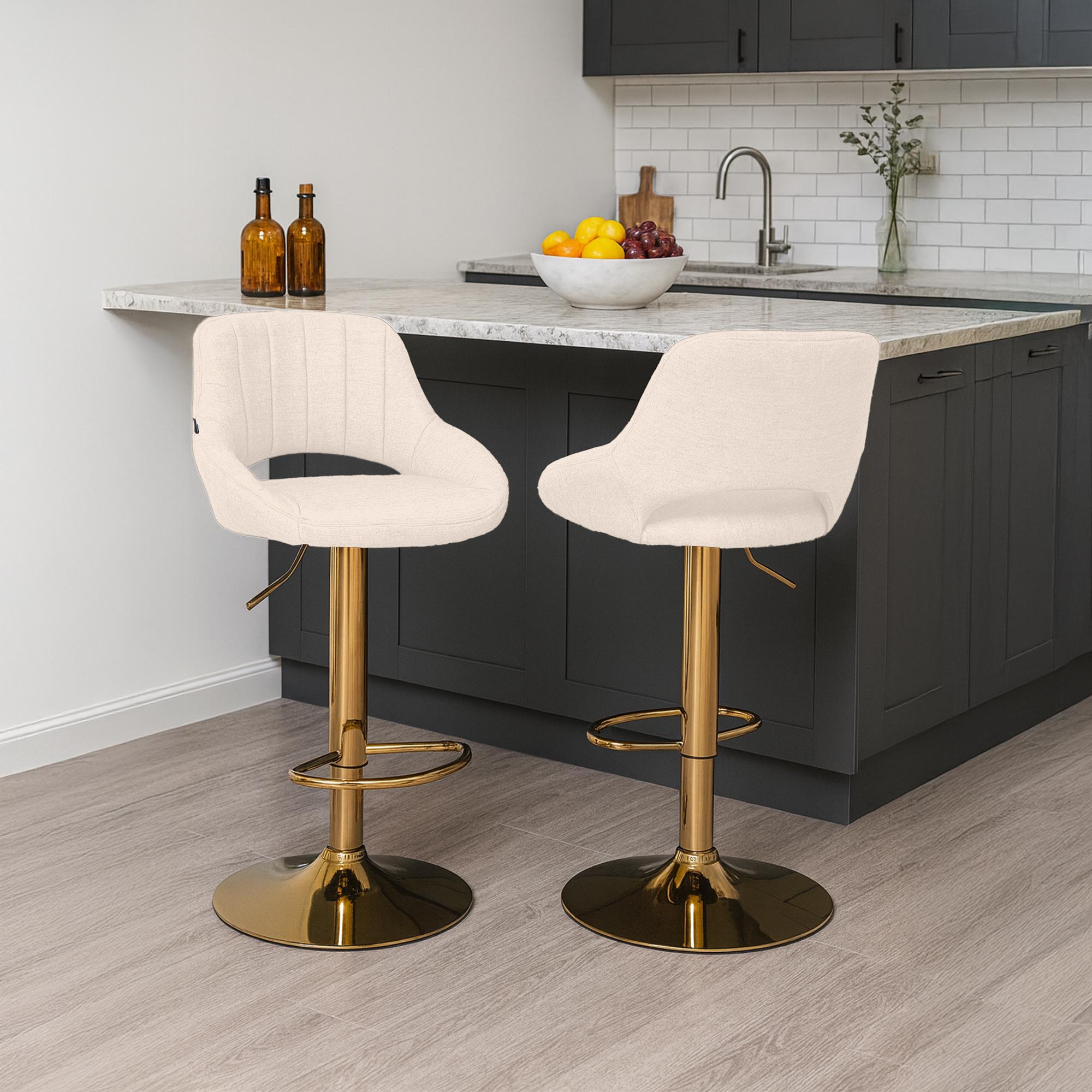 2er Set Barhocker Milet Stoff G, creme