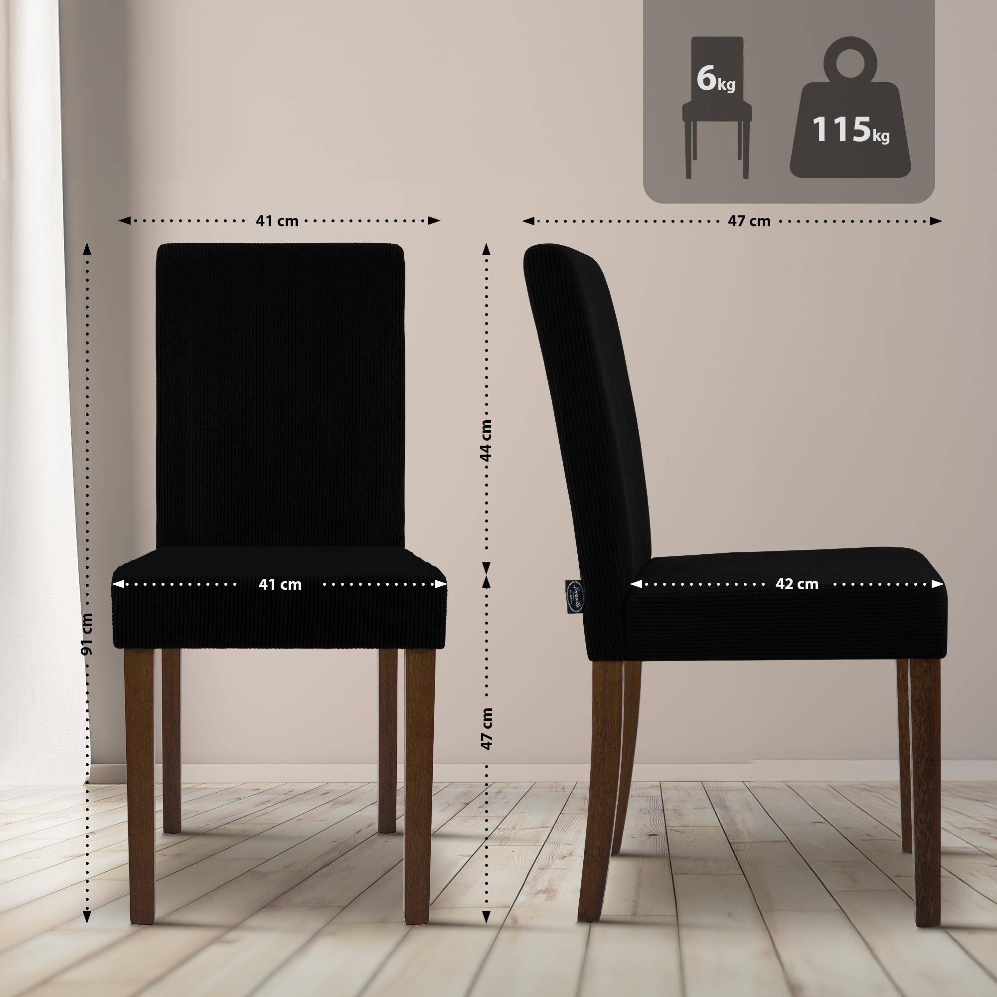 2er Set Esszimmerstuhl Ina Cord antik dunkel, schwarz
