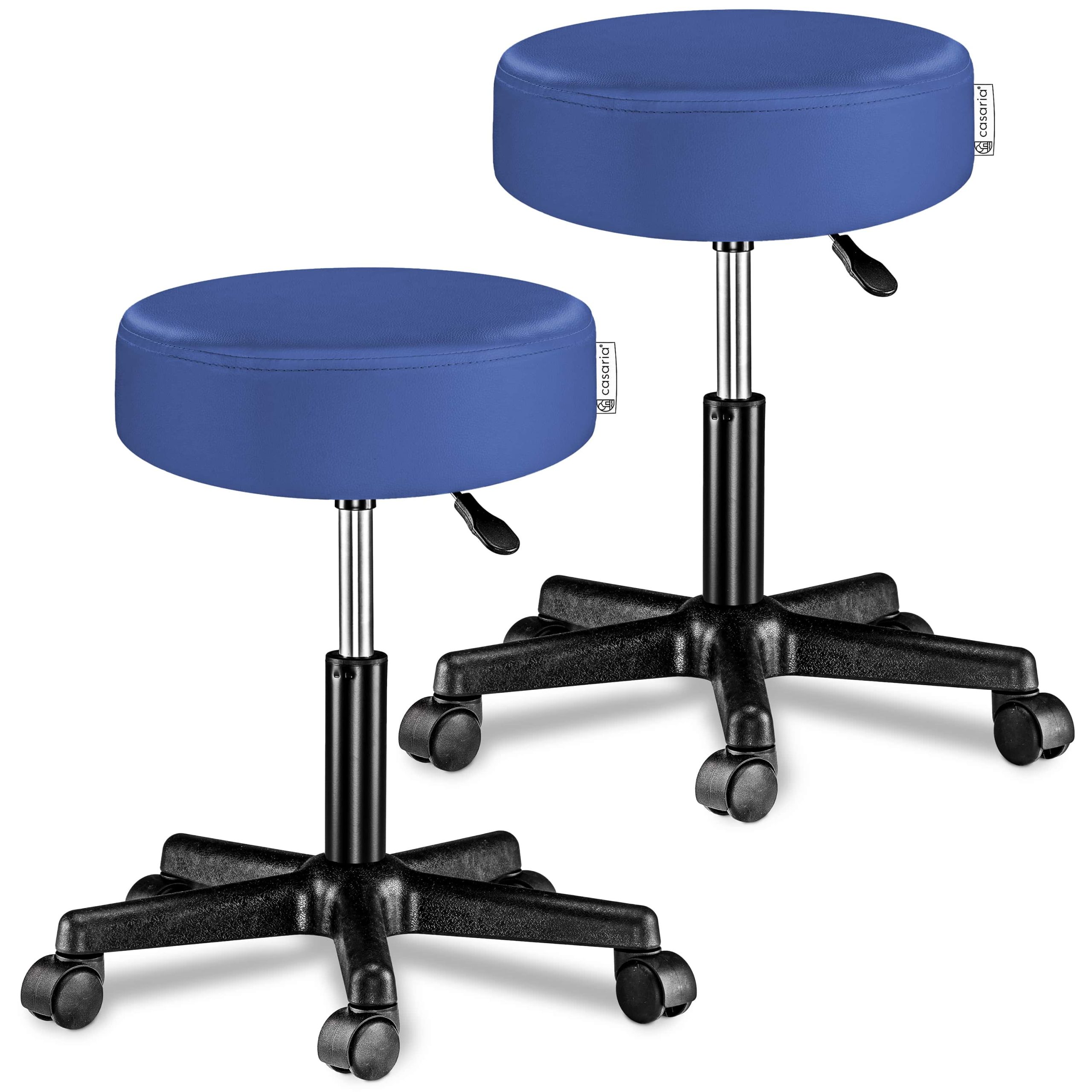 Rollhocker Kunstleder 2er-Set Blau 360° drehbar