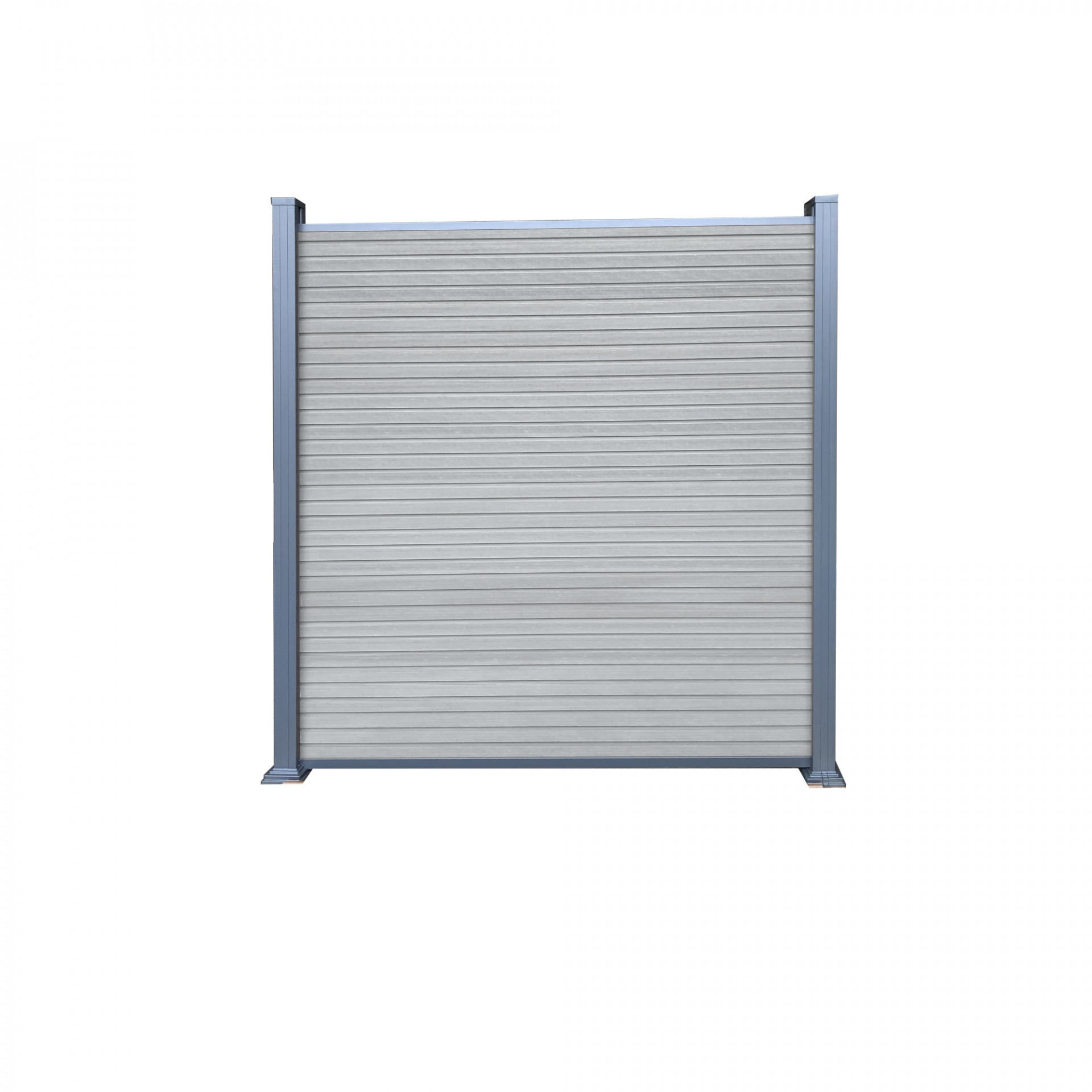 WAREN-Serie, WPC-Steckzaun-Set, ca. 175 x 180 cm, SMOKE WHITE, Abschlussleiste und Clips separat in silber oder anthrazit