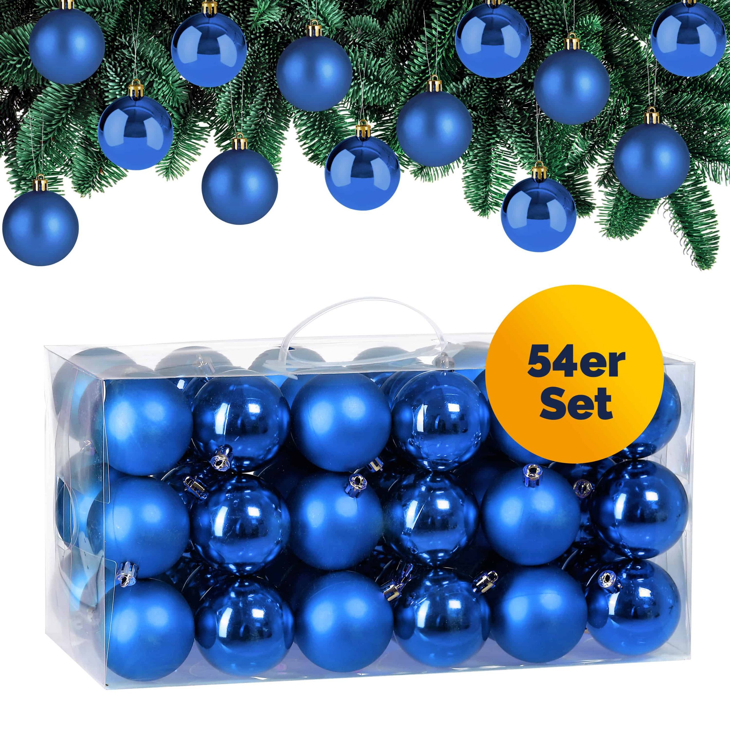 Weihnachtskugeln Blau 54-tlg in matt + glänzend
