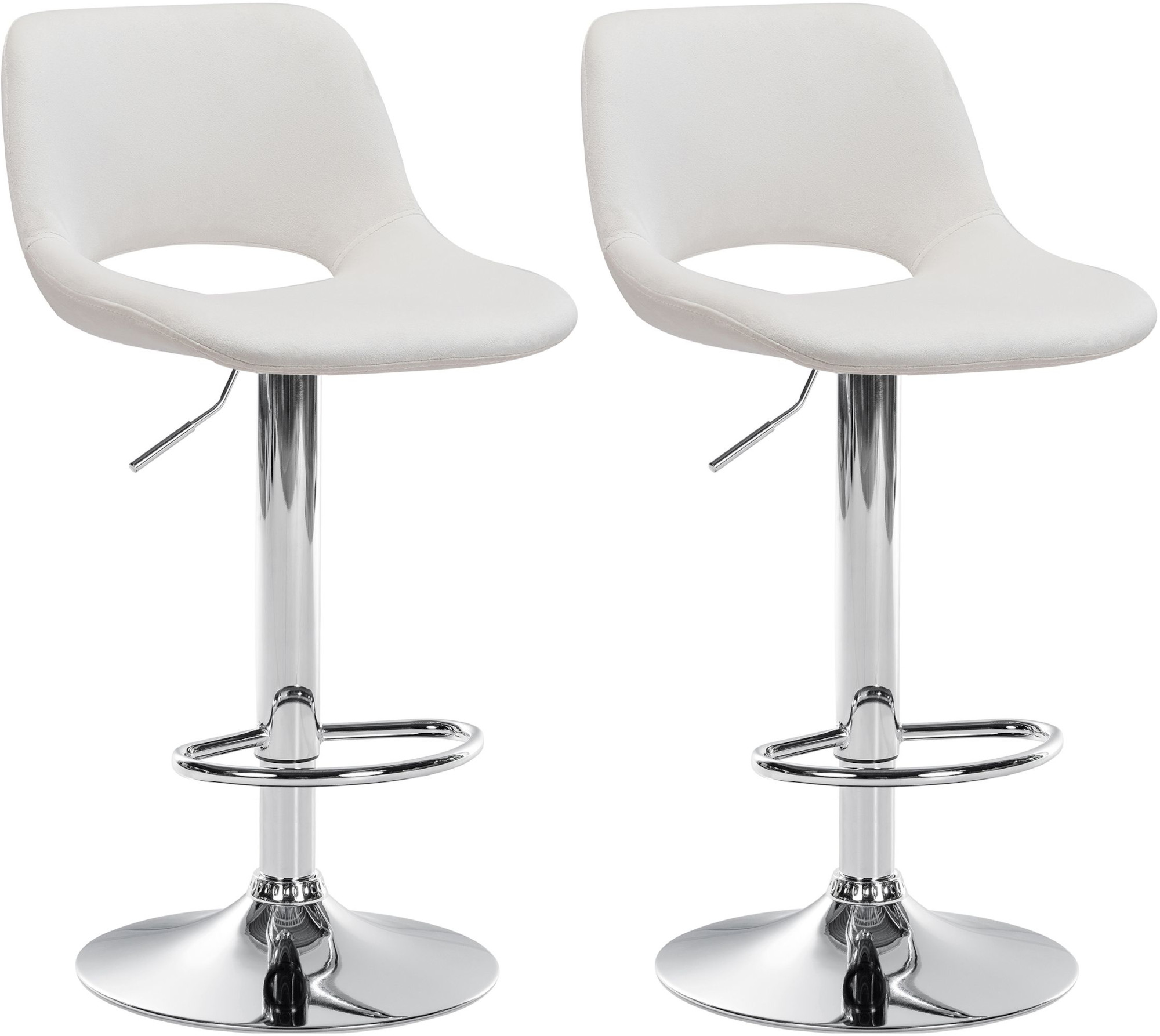 2er Set Barhocker Camden Samt chrom, creme