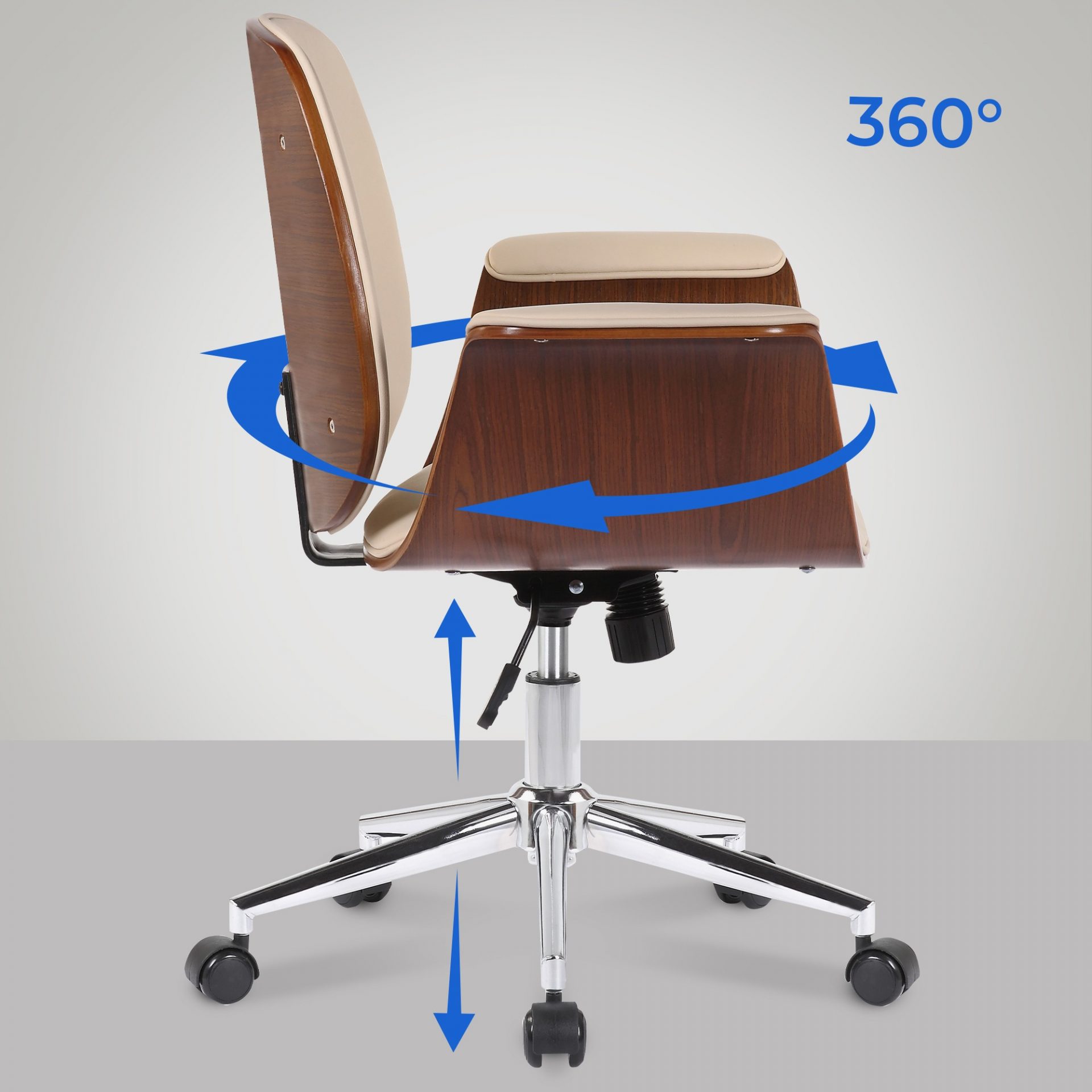Bürostuhl Kemberg Kunstleder, walnuss/creme
