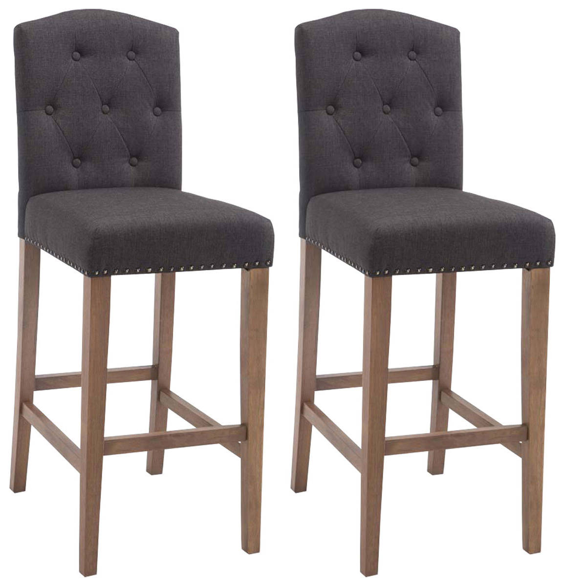 2er Set Barhocker Louise Stoff antik-hell, dunkelgrau