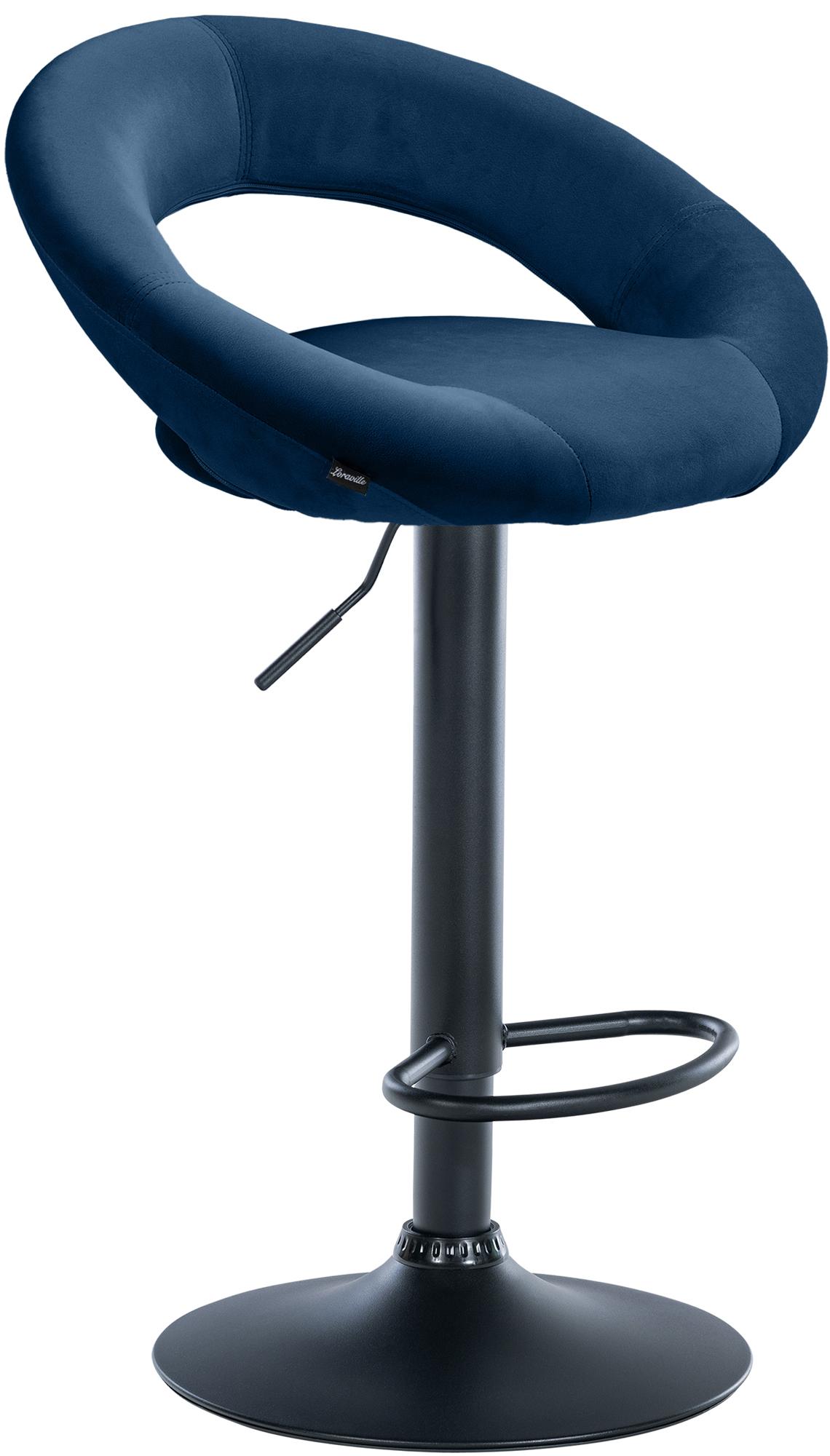 Barhocker Olinda Samt schwarz, blau