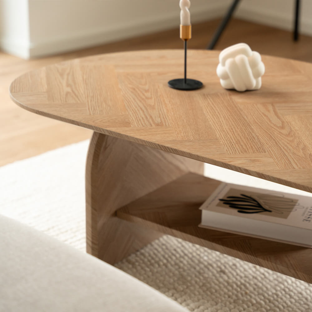 Couchtisch Oval LIARA Fishbone Oak LIARA