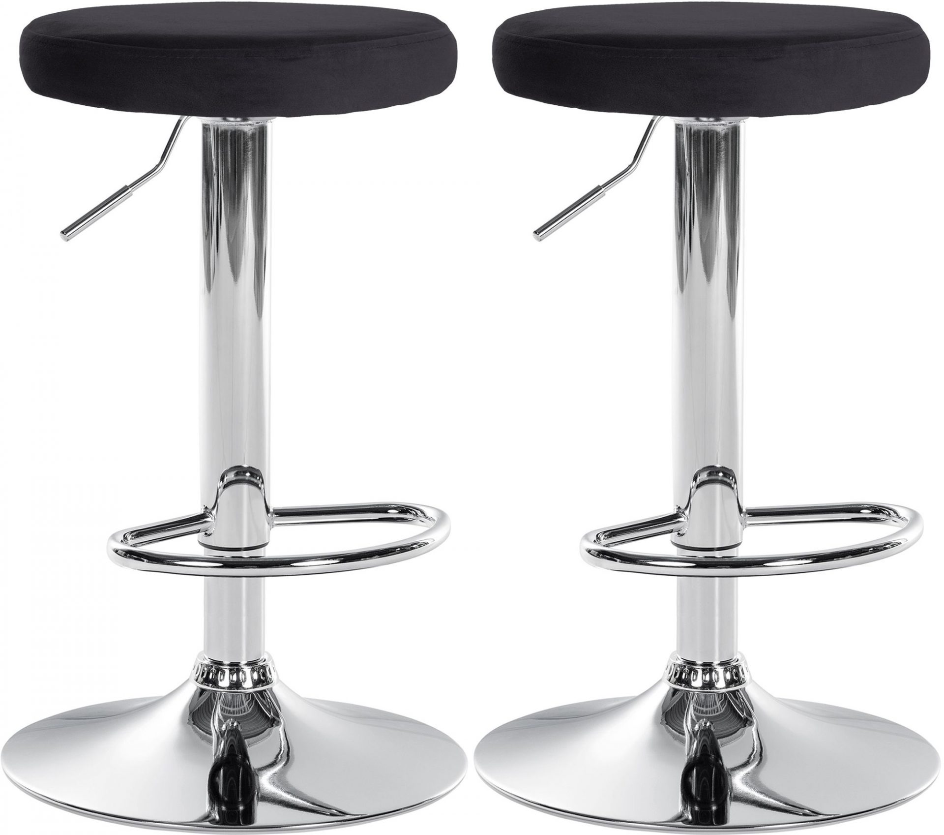 2er Set Barhocker Ponte Samt chrom, schwarz