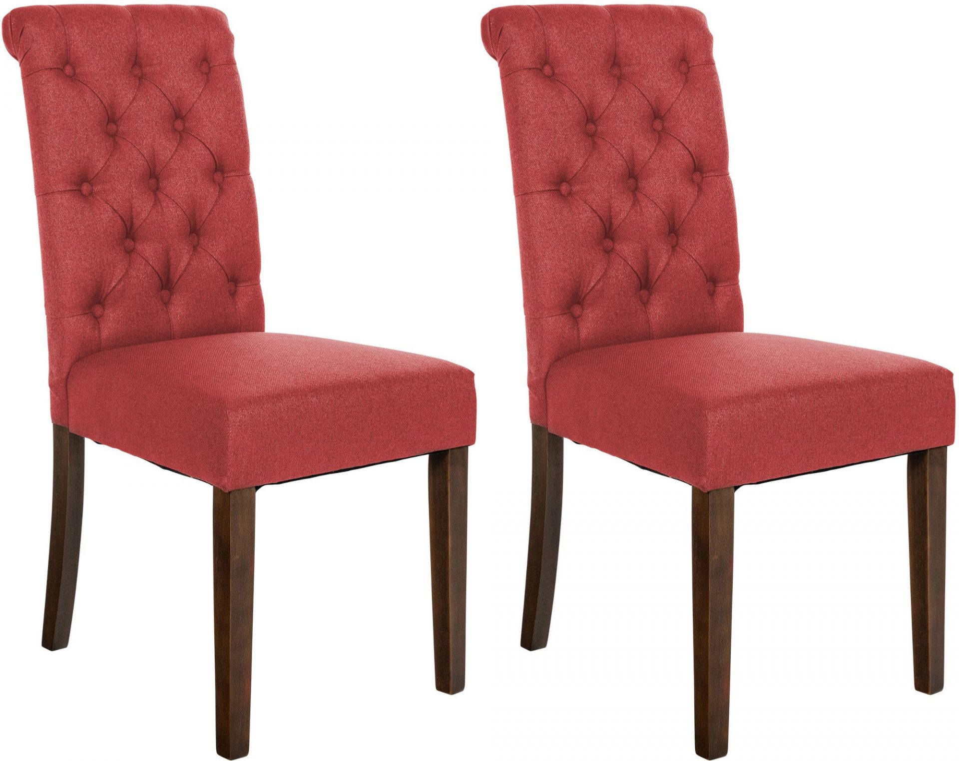 2er Set Esszimmerstühle Lisburn Stoff, rot