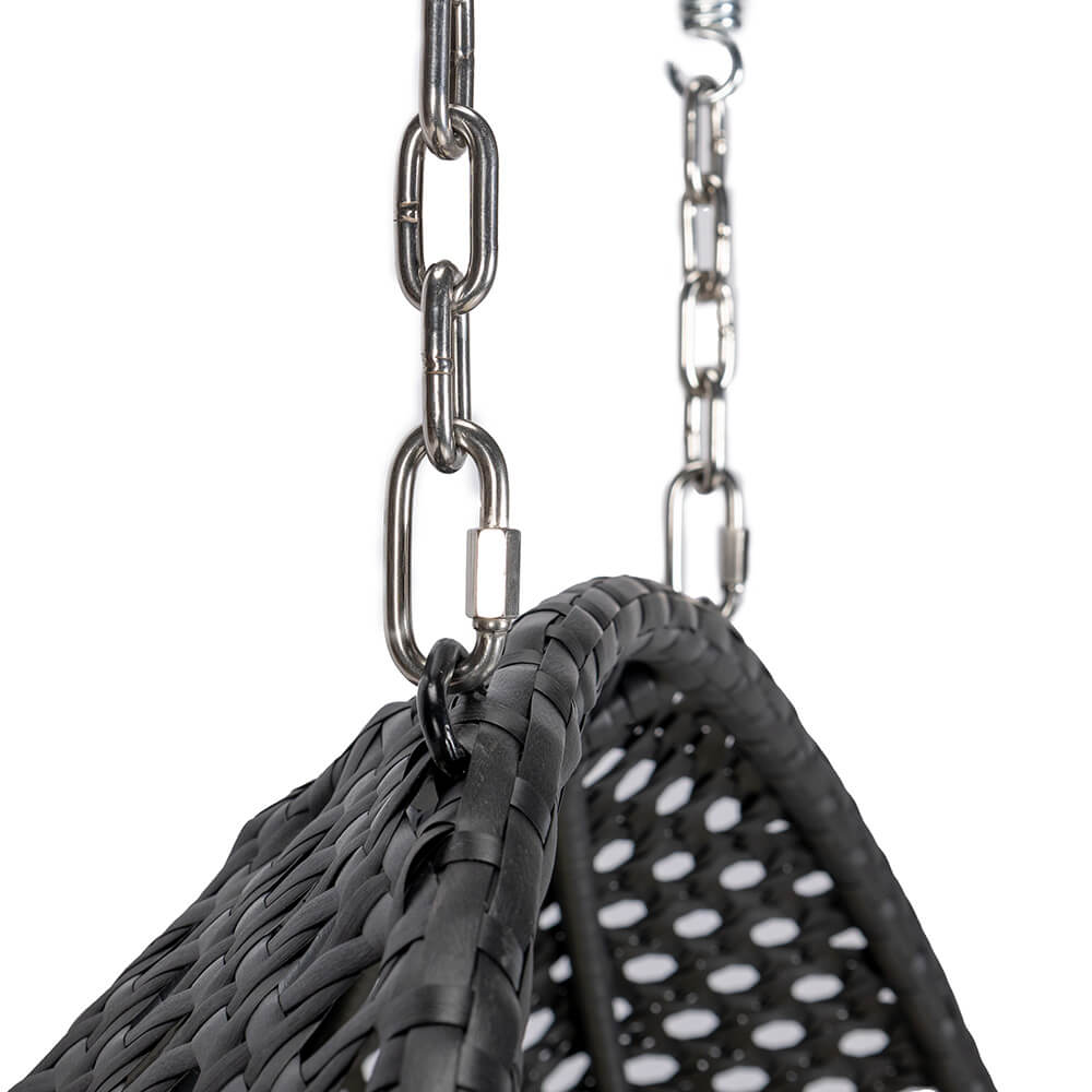 Polyrattan Hängesessel TWIN DELUXE - Schwarz/Creme für 2 Personen