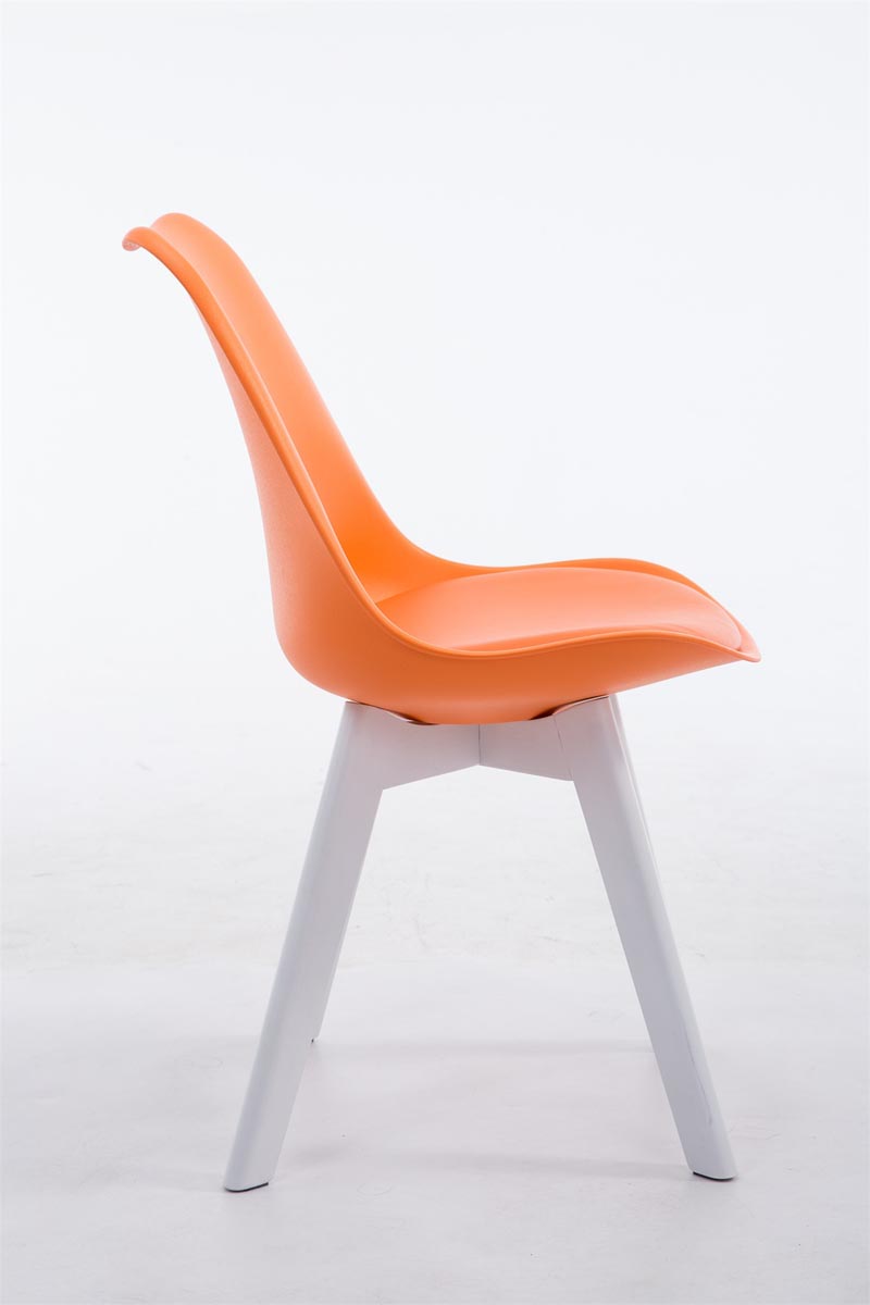 Besucherstuhl Borneo V2 Weiß Kunstleder, orange