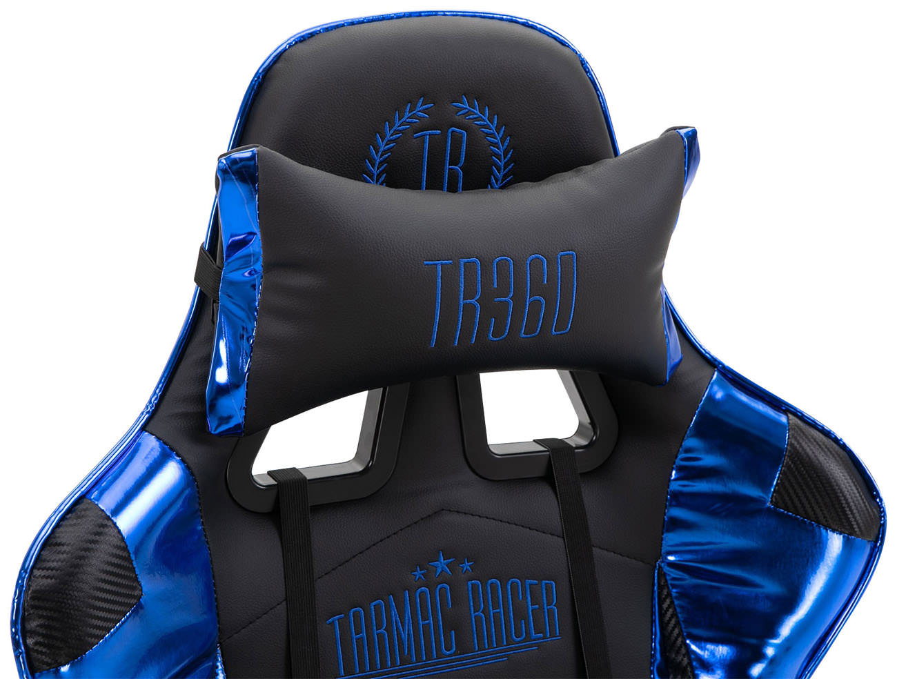 Racing Bürostuhl Turbo mit Fußablage glanz, schwarz/blau